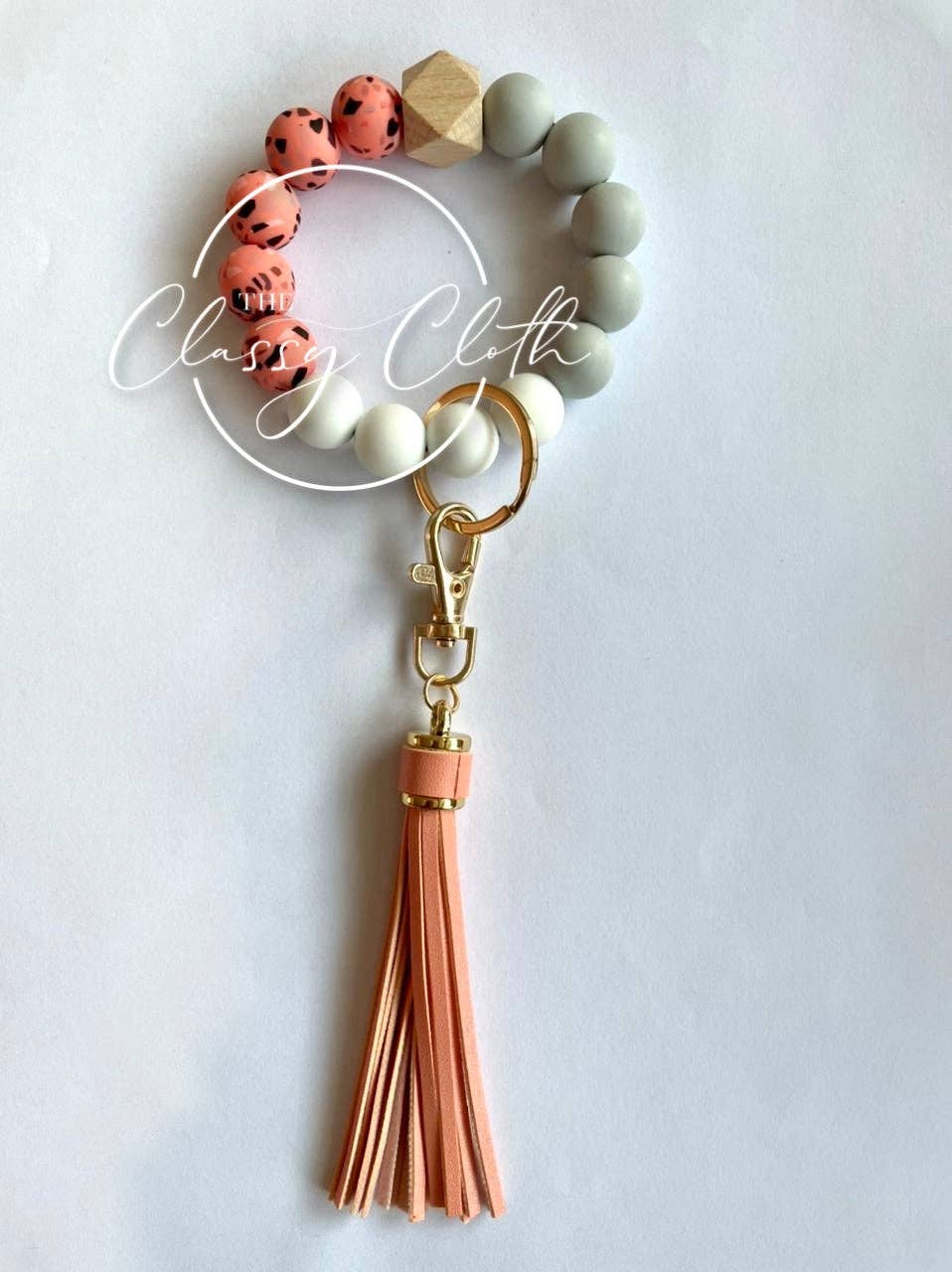 Silicone Beaded Tassel Keychain - RTS