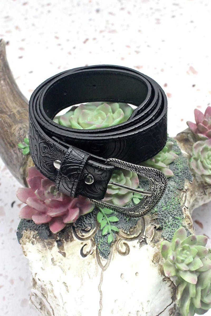 Western Engraved Faux Leather Belt