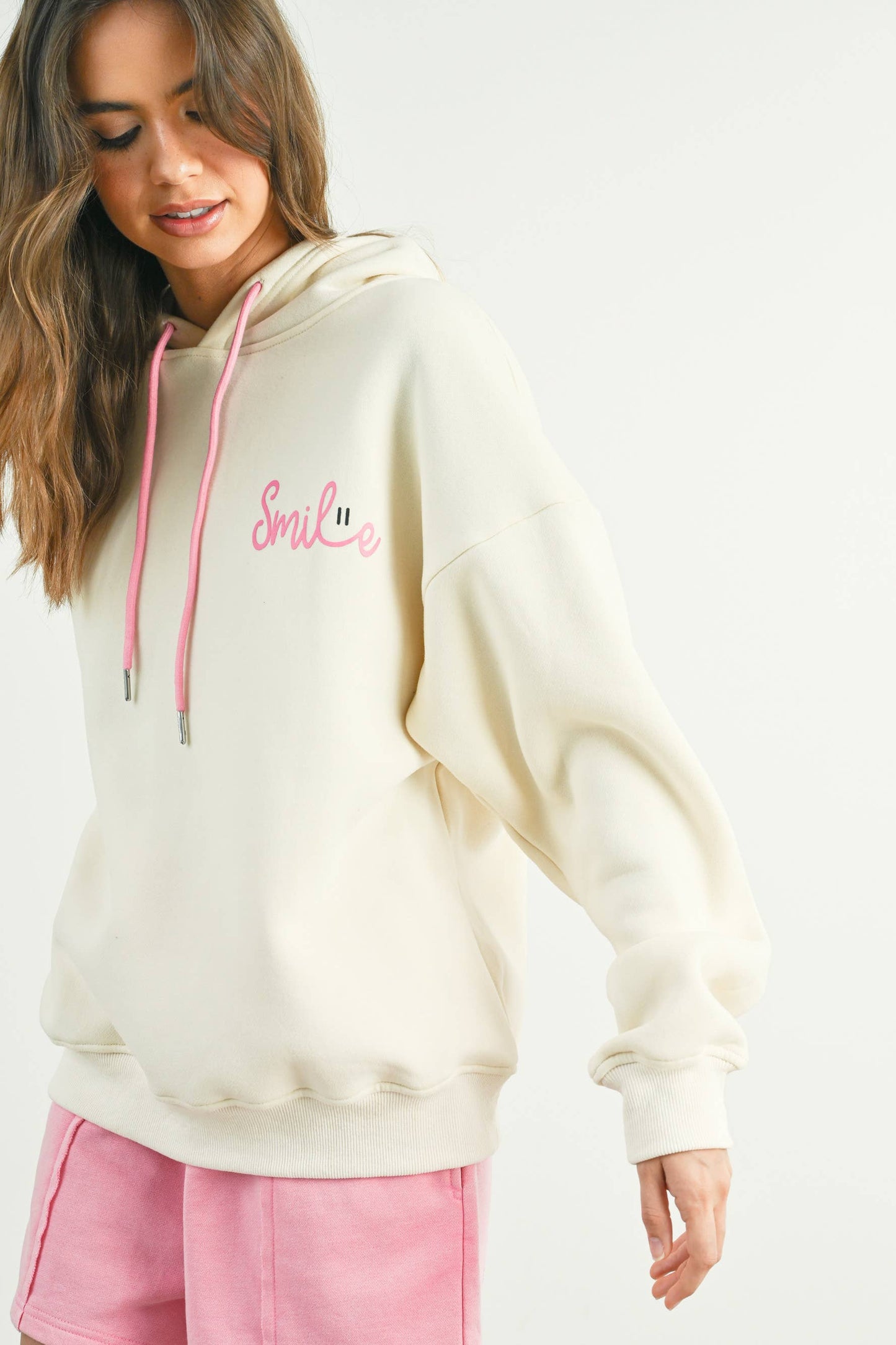 SMILE PRINTED DRAWSTRING HOODIE - BMT7415