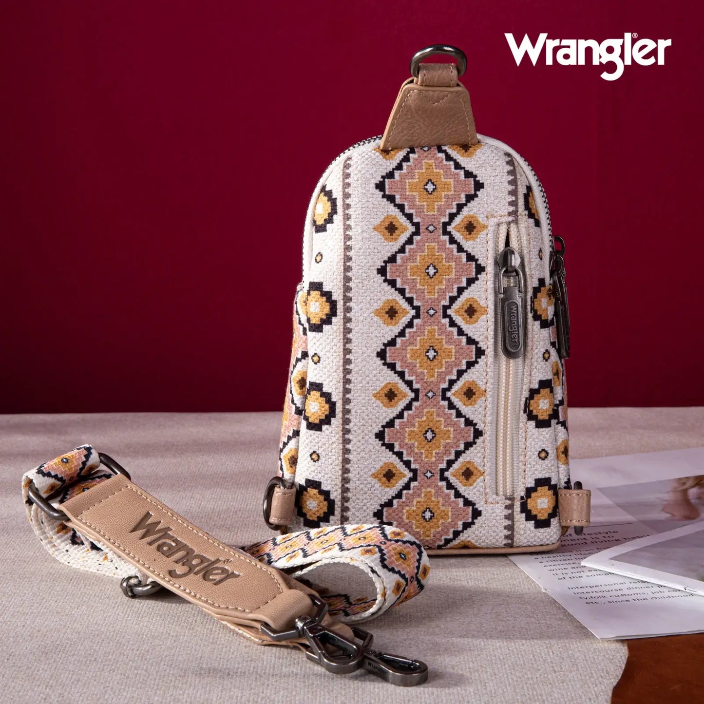 Wrangler Aztec Print Crossbody Chest Bag -