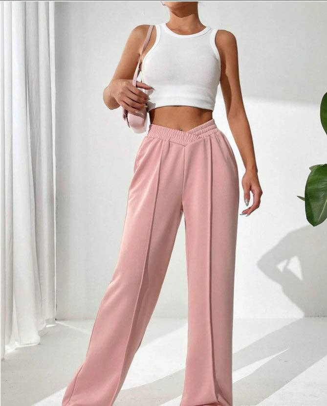 Solid Color Trendy Loose Style Wide-Leg Pants 822