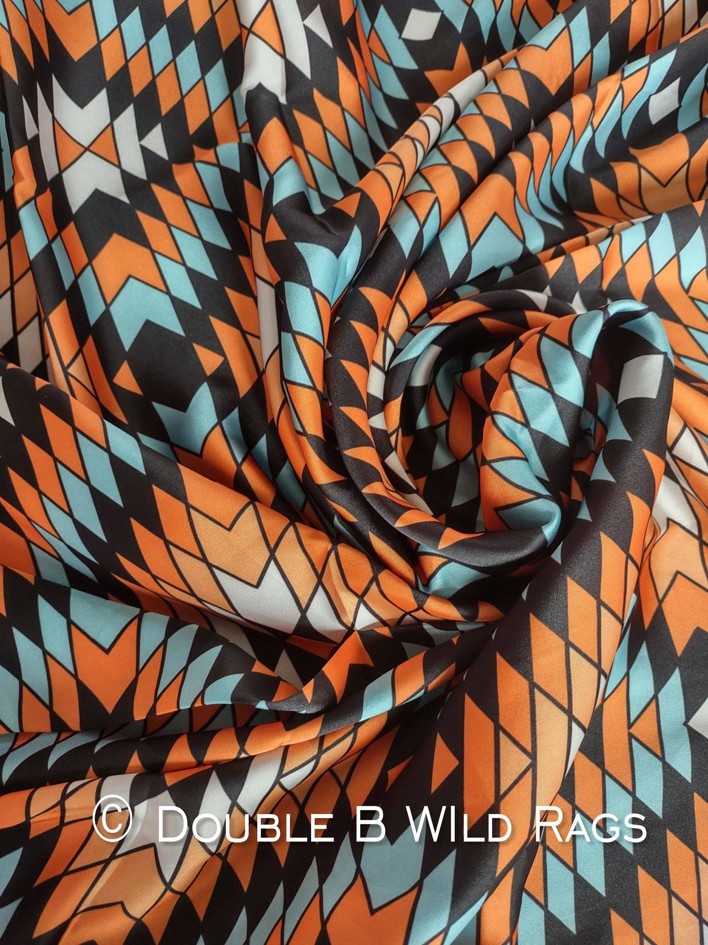Wild Rag AZTEC 1010 Orange Light Blue and Black southwest Cowboy Western Neck Scarf Bandanna by Double B Wild Rags