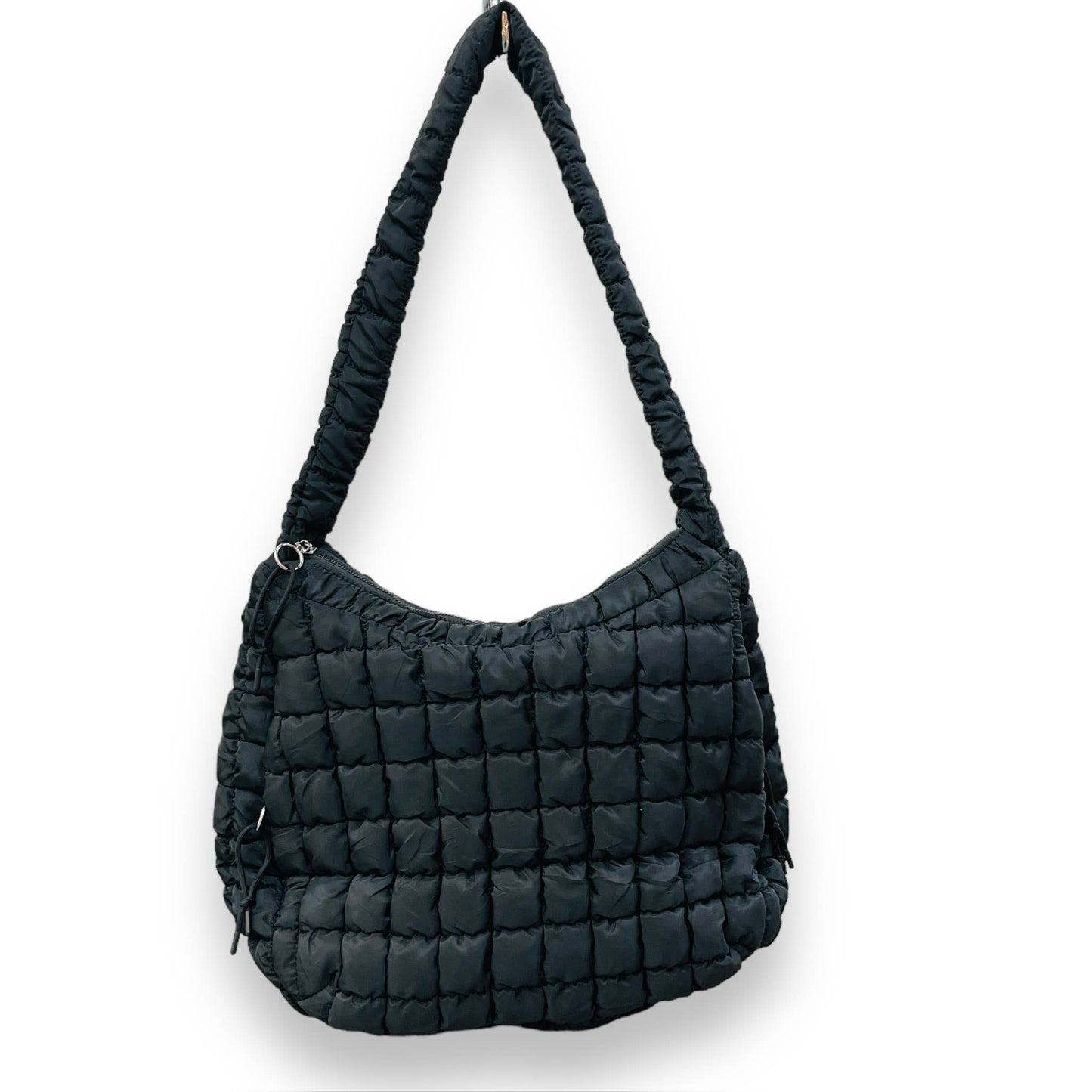 Quilted Puffer Shoulder Bags - Multiple Zip Feature
