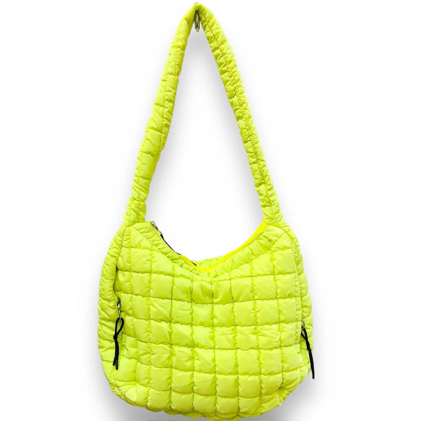 Quilted Puffer Shoulder Bags - Multiple Zip Feature