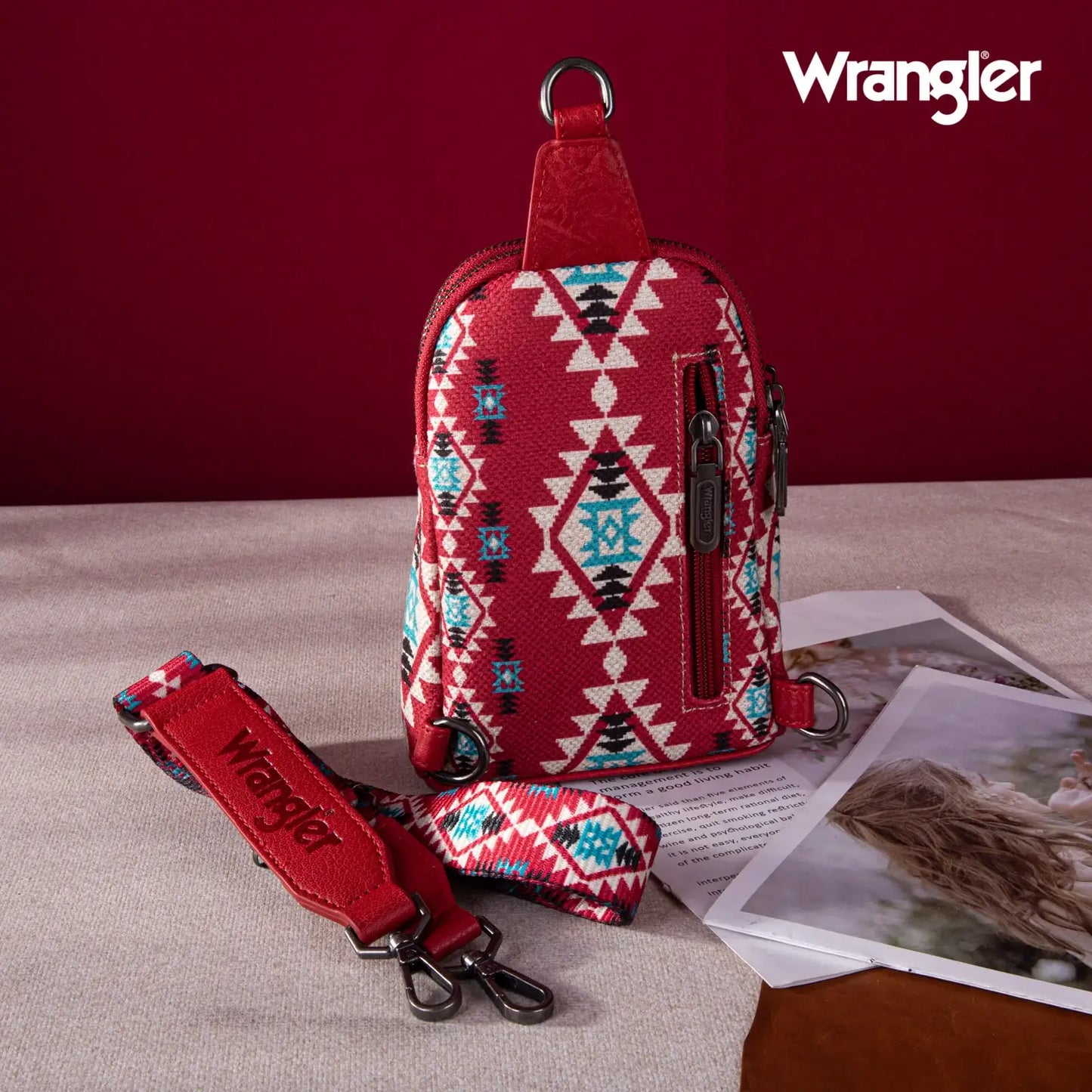 Wrangler Aztec Print Crossbody Sling Chest Bag