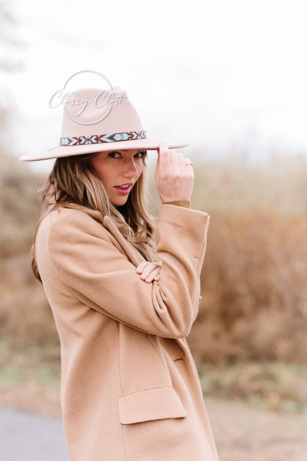 Wide Brim Hat - Cappuccino w/Aqua Aztec RTS