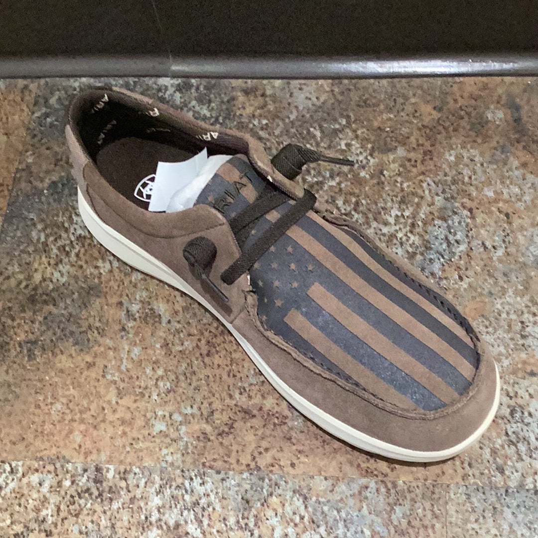 Mens Hilo - Brown Bomber Suede/American Flag Print