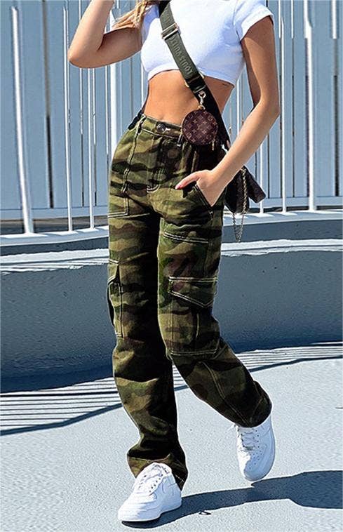 Loose trousers camouflage jeans cargo pants women