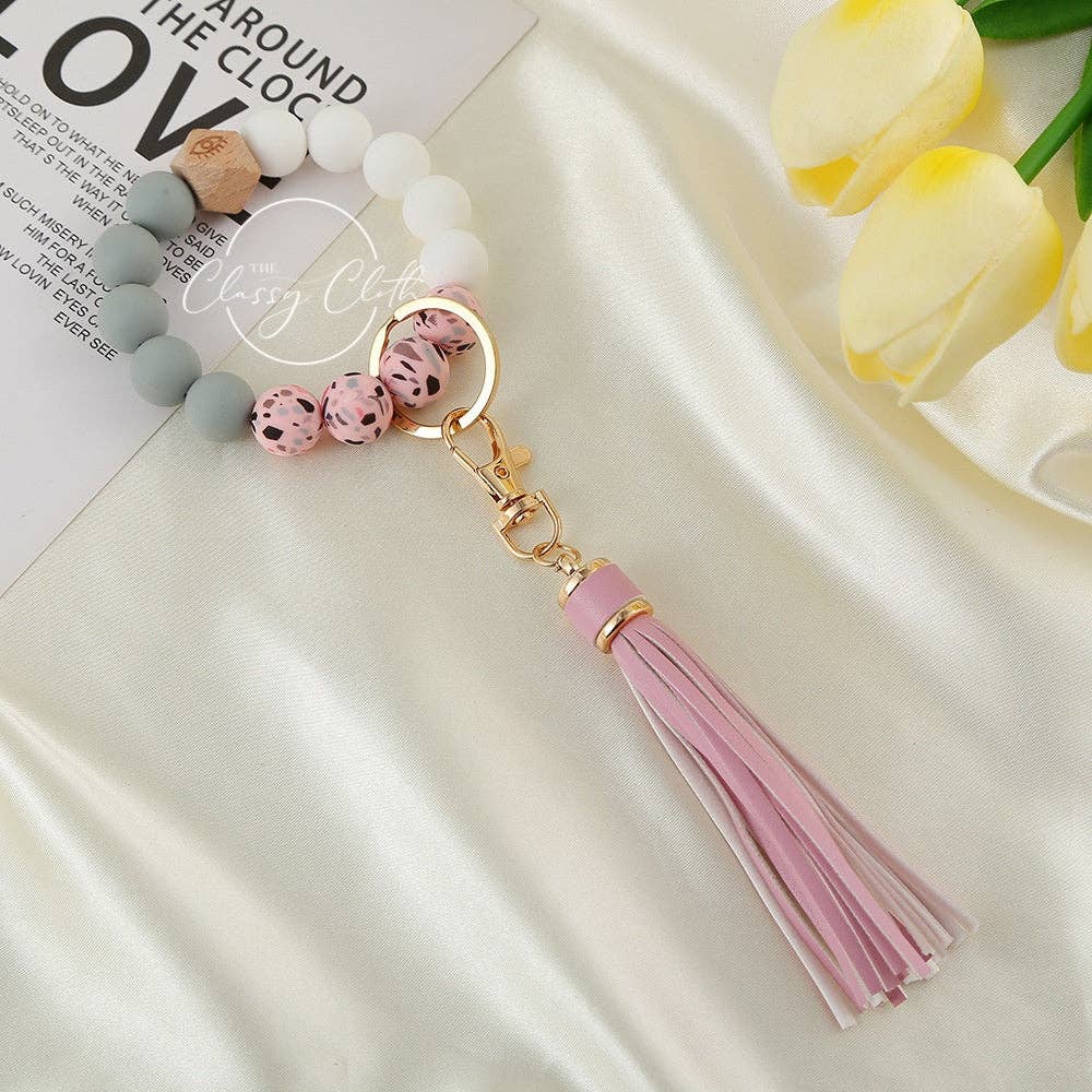 Silicone Beaded Tassel Keychain - RTS