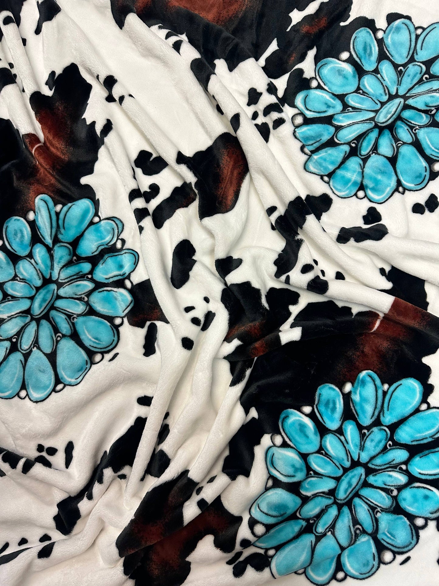 Concho Cow Print King Size Super Soft Plush Blanket