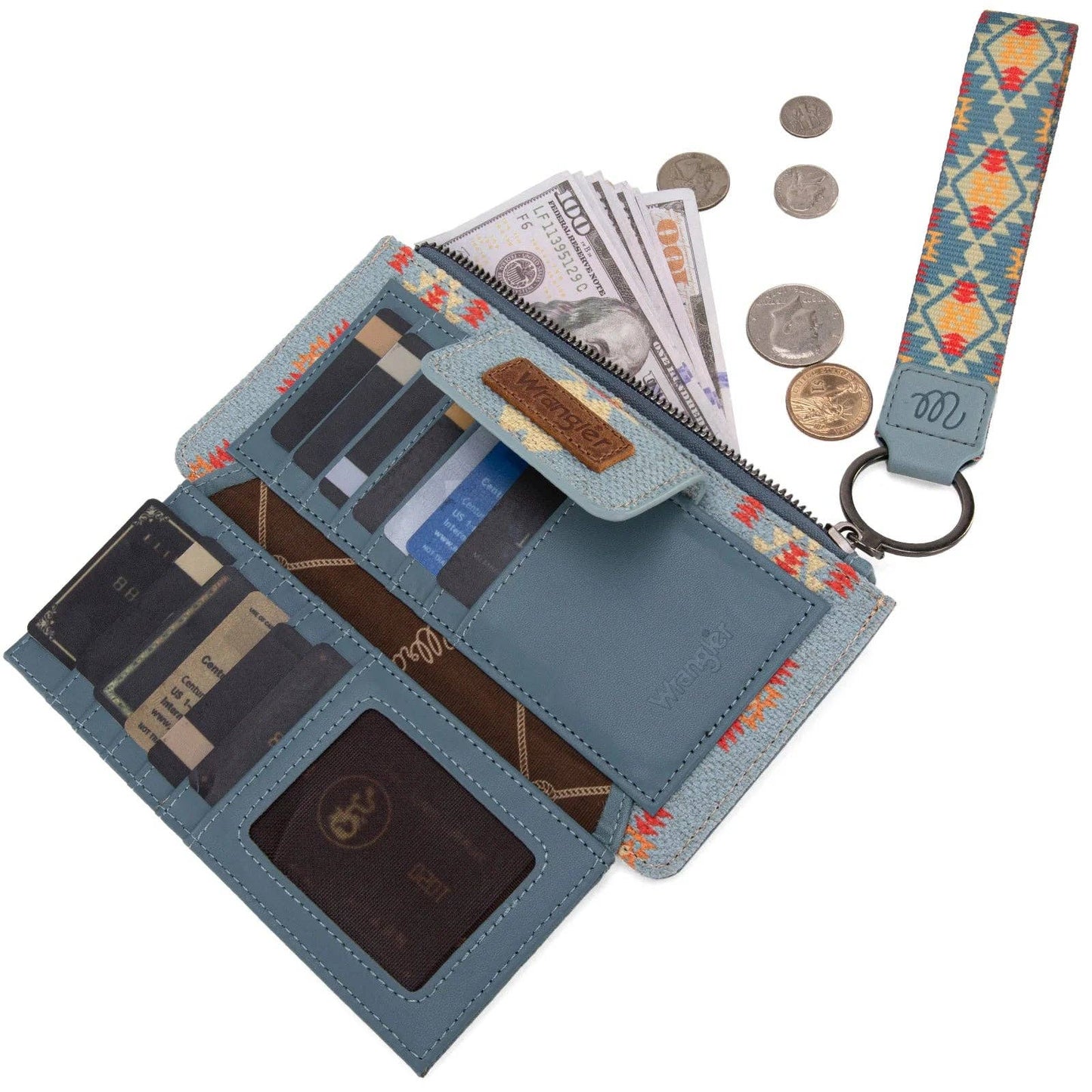 Wrangler Aztec Print Bi-Fold Wallet Wristlet *8 COLORS