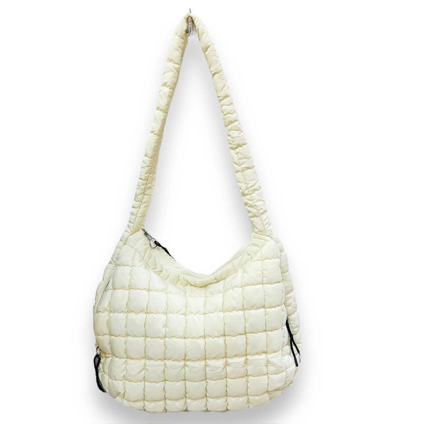 Quilted Puffer Shoulder Bags - Multiple Zip Feature