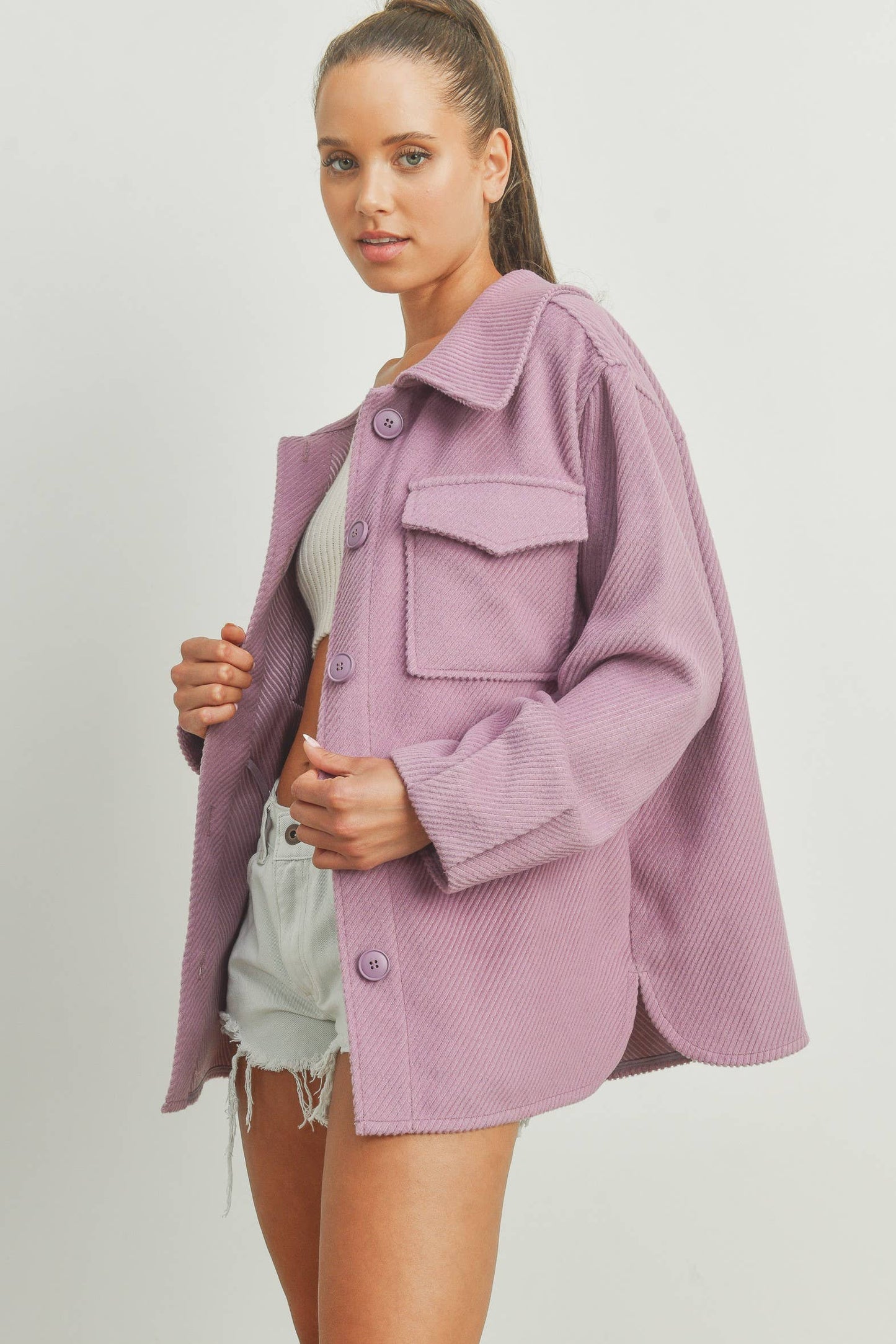 Solid Fall/Winter Shacket Coat - BMJ7013