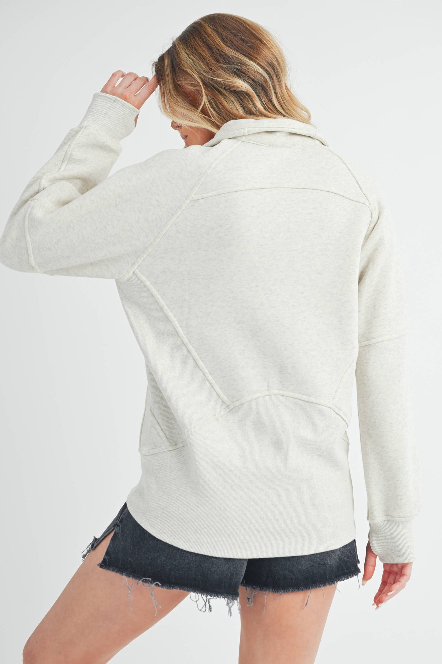 986DK Long Dove Funnel Neck Half Zip 1