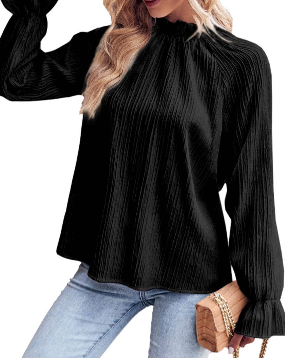 Frilled Bubble Sleeve Blouse
