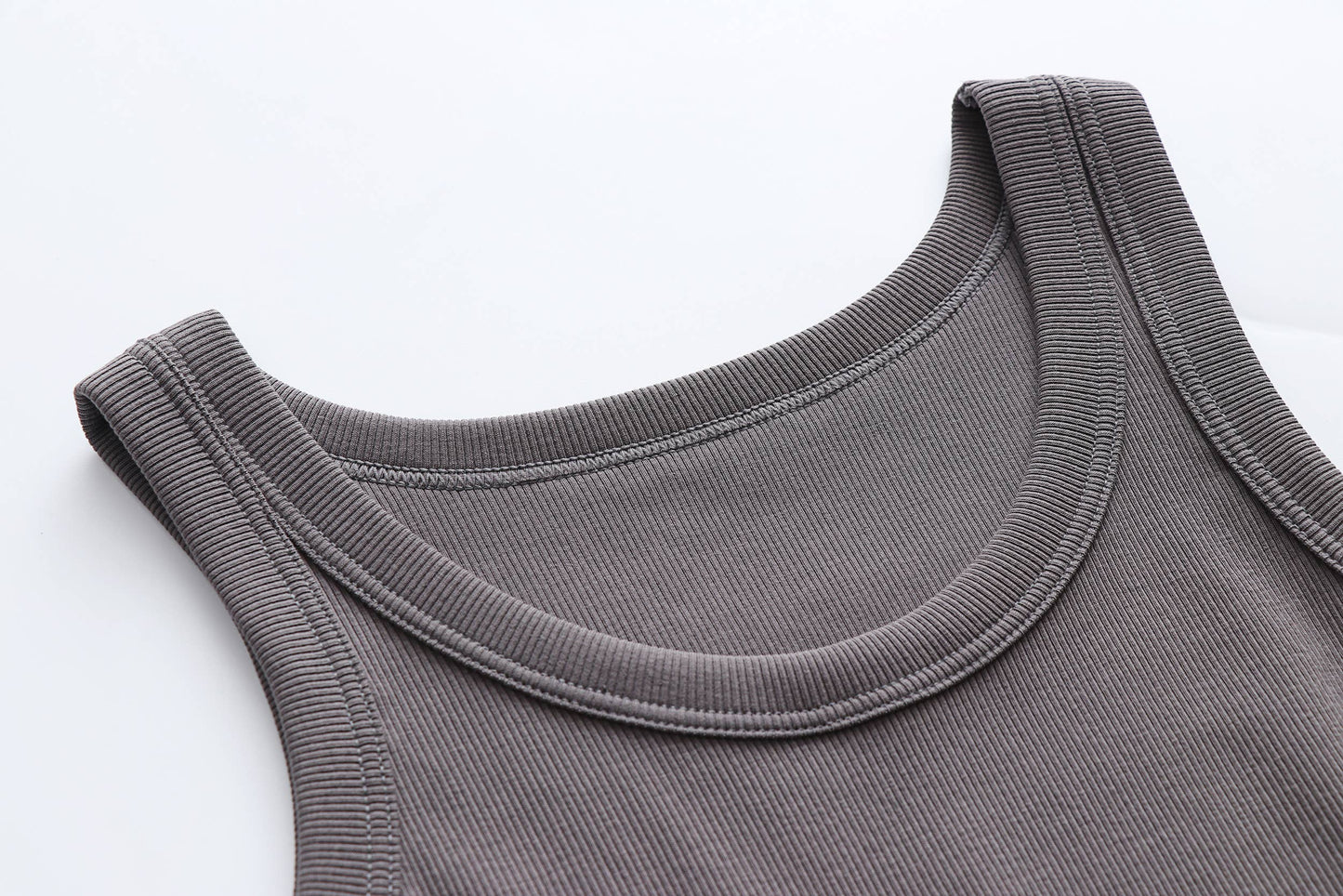 Base cotton round neck rib knit basic white tank top