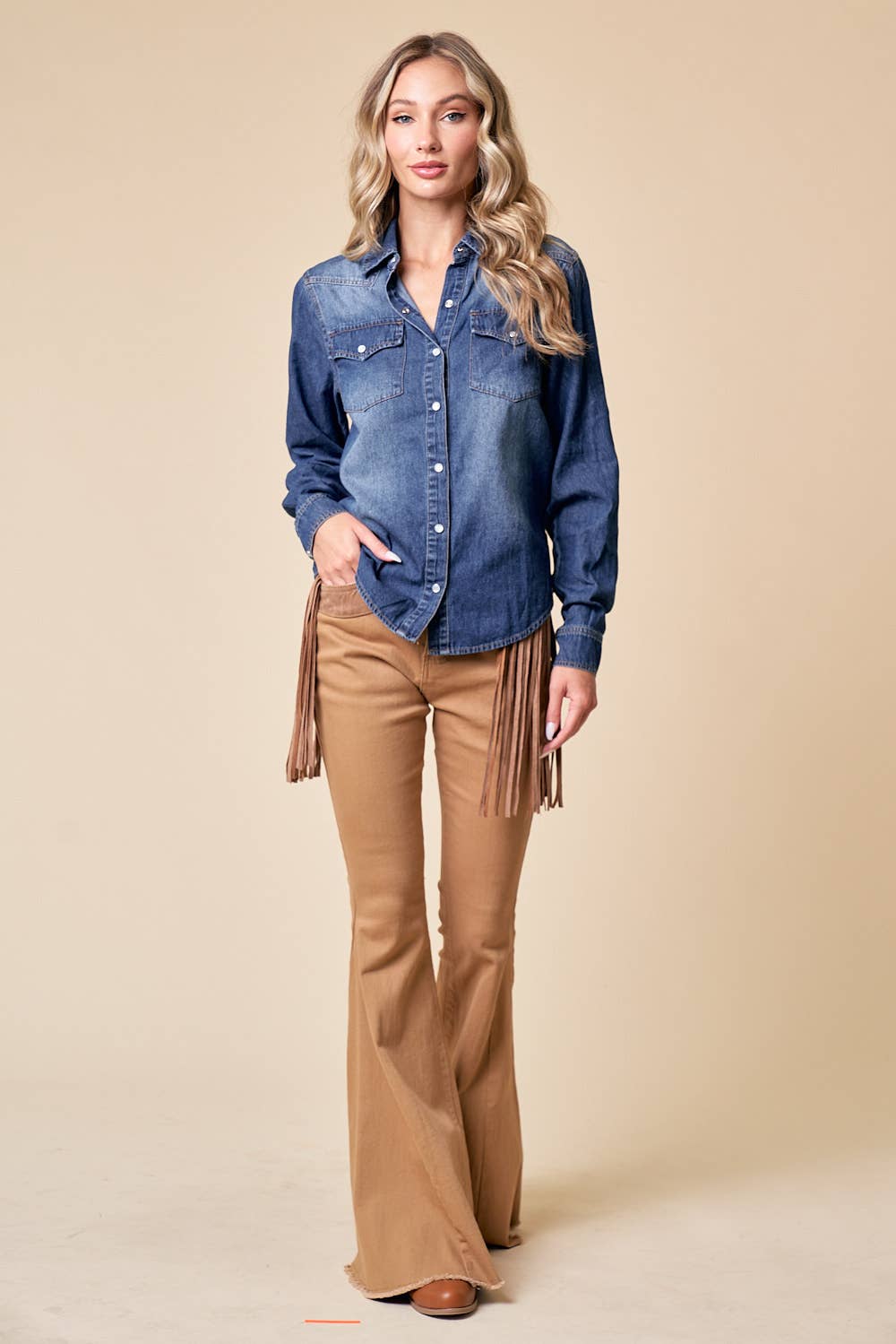 SIT3800A WESTERN DK WASH SNAP BUTTONS LIGHT DENIM SHIRT