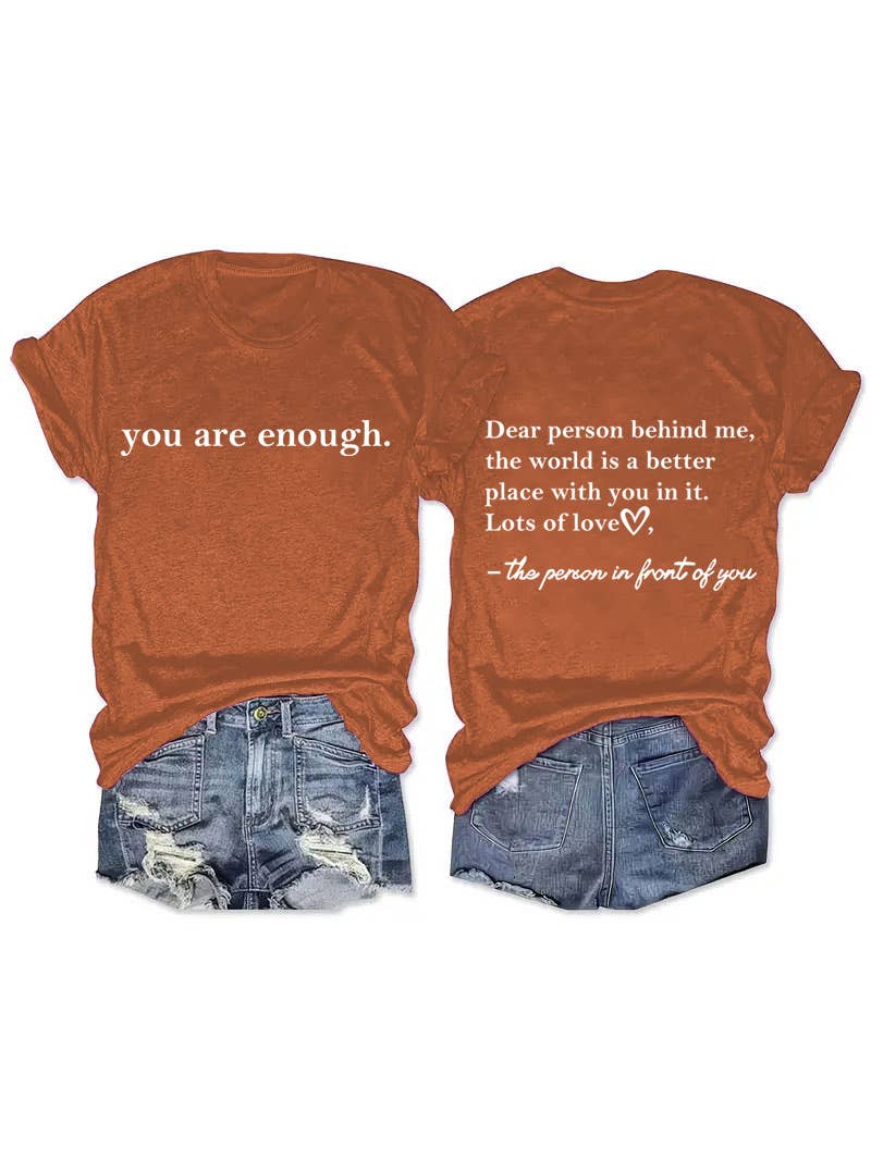 You are enough slogan basic short sleeve t-shirt