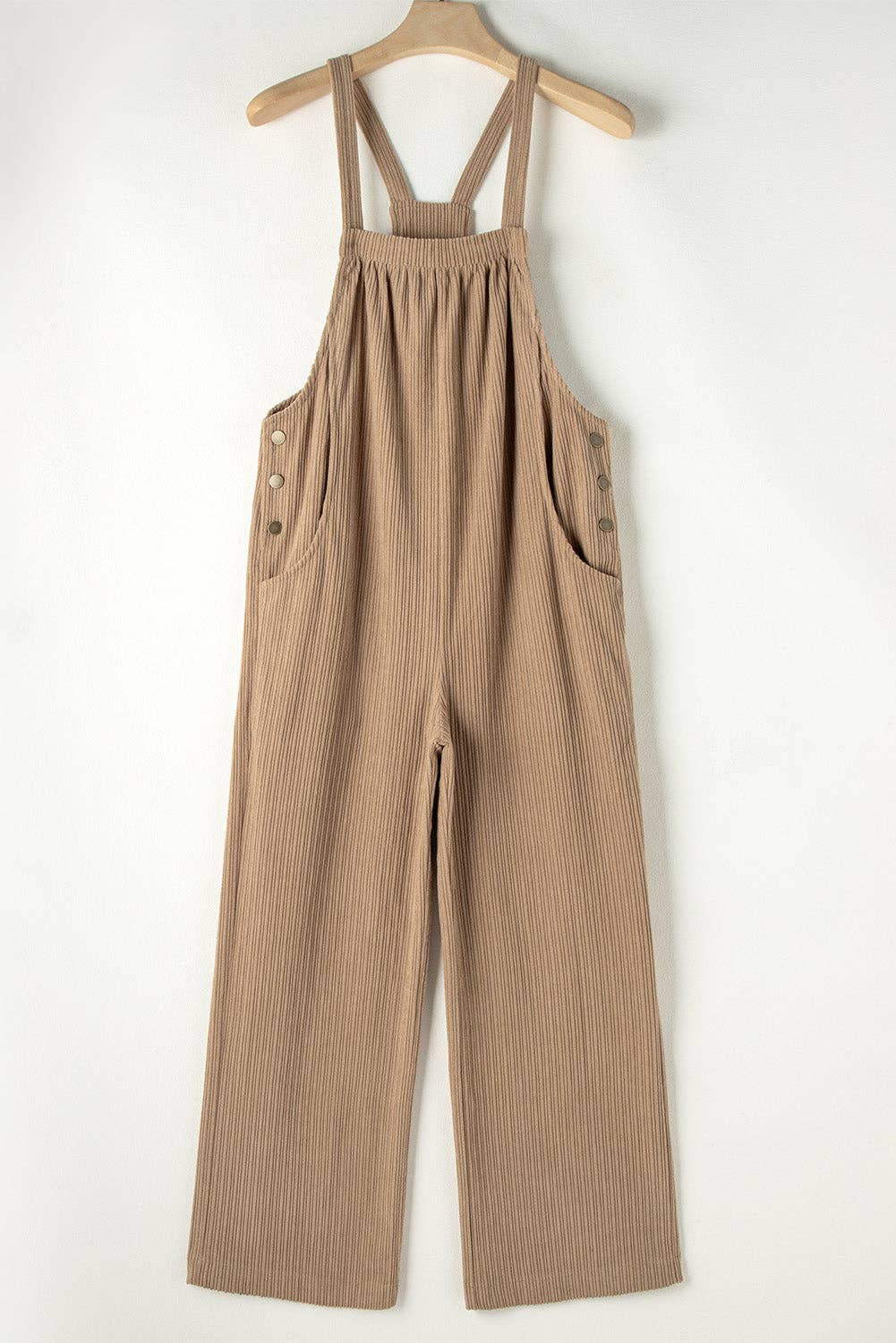 Gray Morn Solid Pocketed Loose Fit Corduroy Overall
