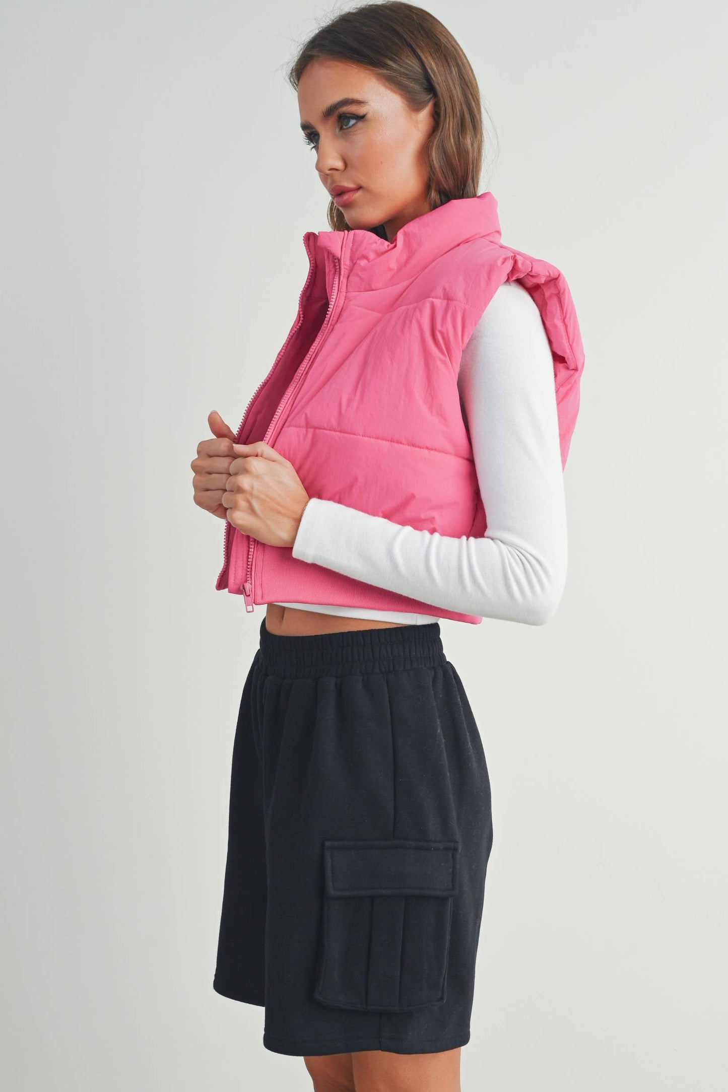 FALL ZIP-UP CROP PUFFER FALL VEST - BMJ7012