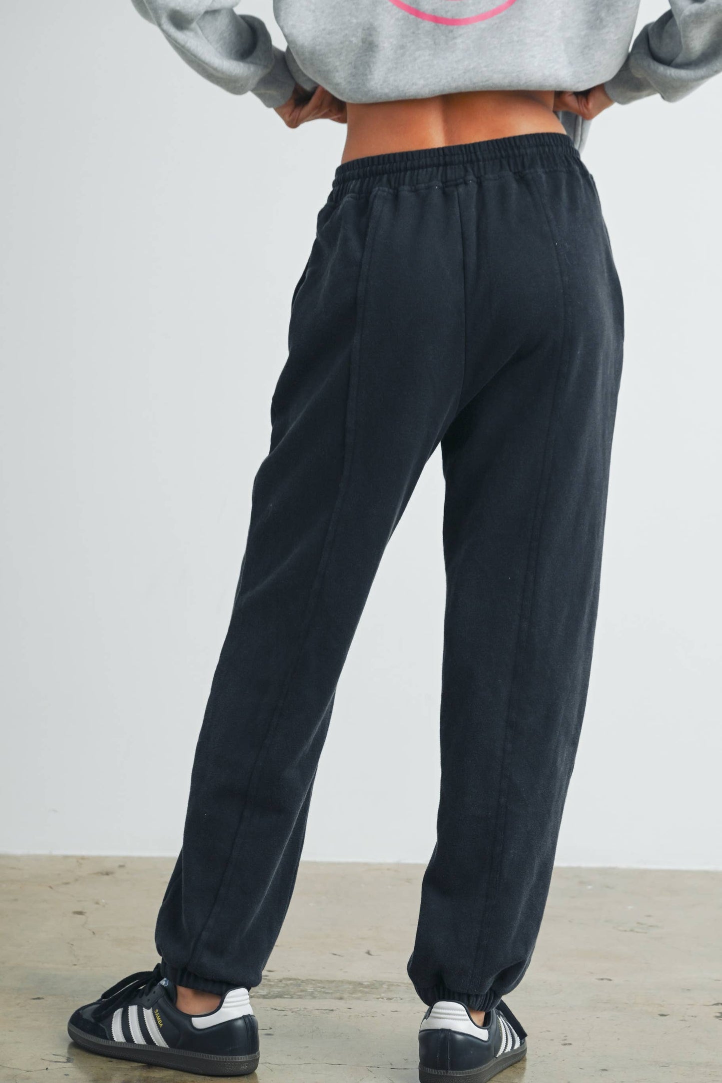Washed French Terry Drawstring Jogger Pants - BMP7280