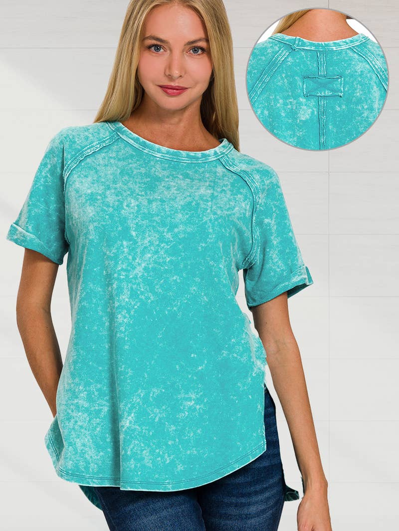 `.French Terry Vintage Wash Casual Top