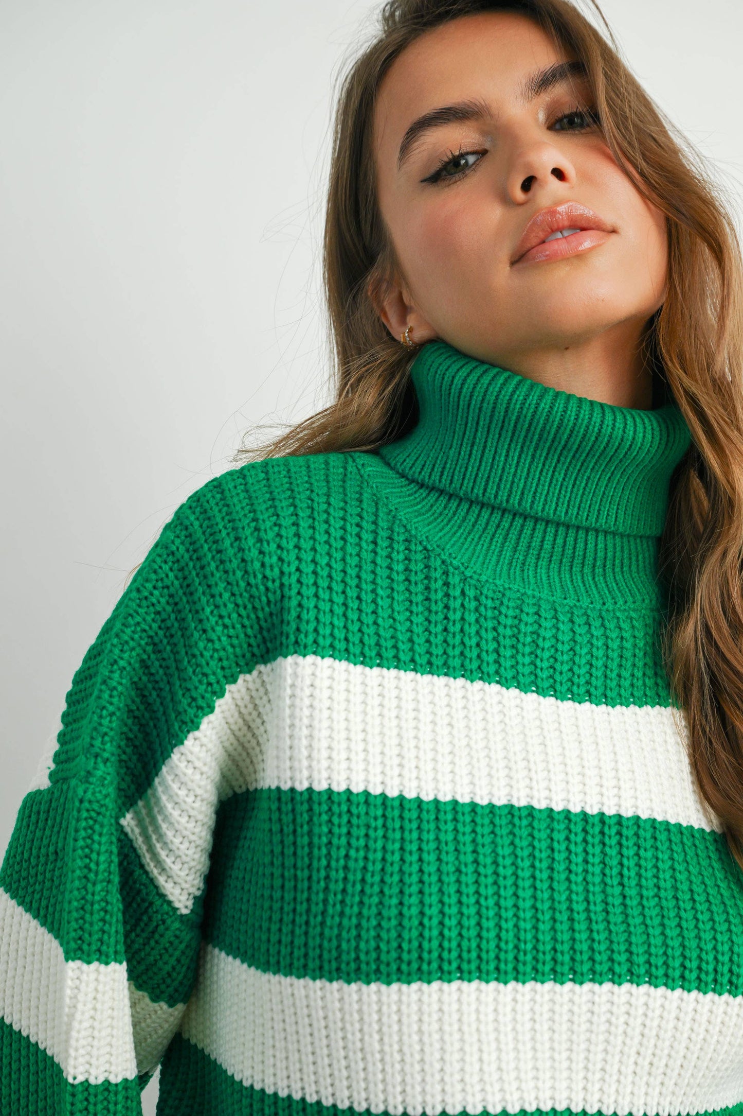 Striped Turtleneck Pullover Sweater - BMW7480