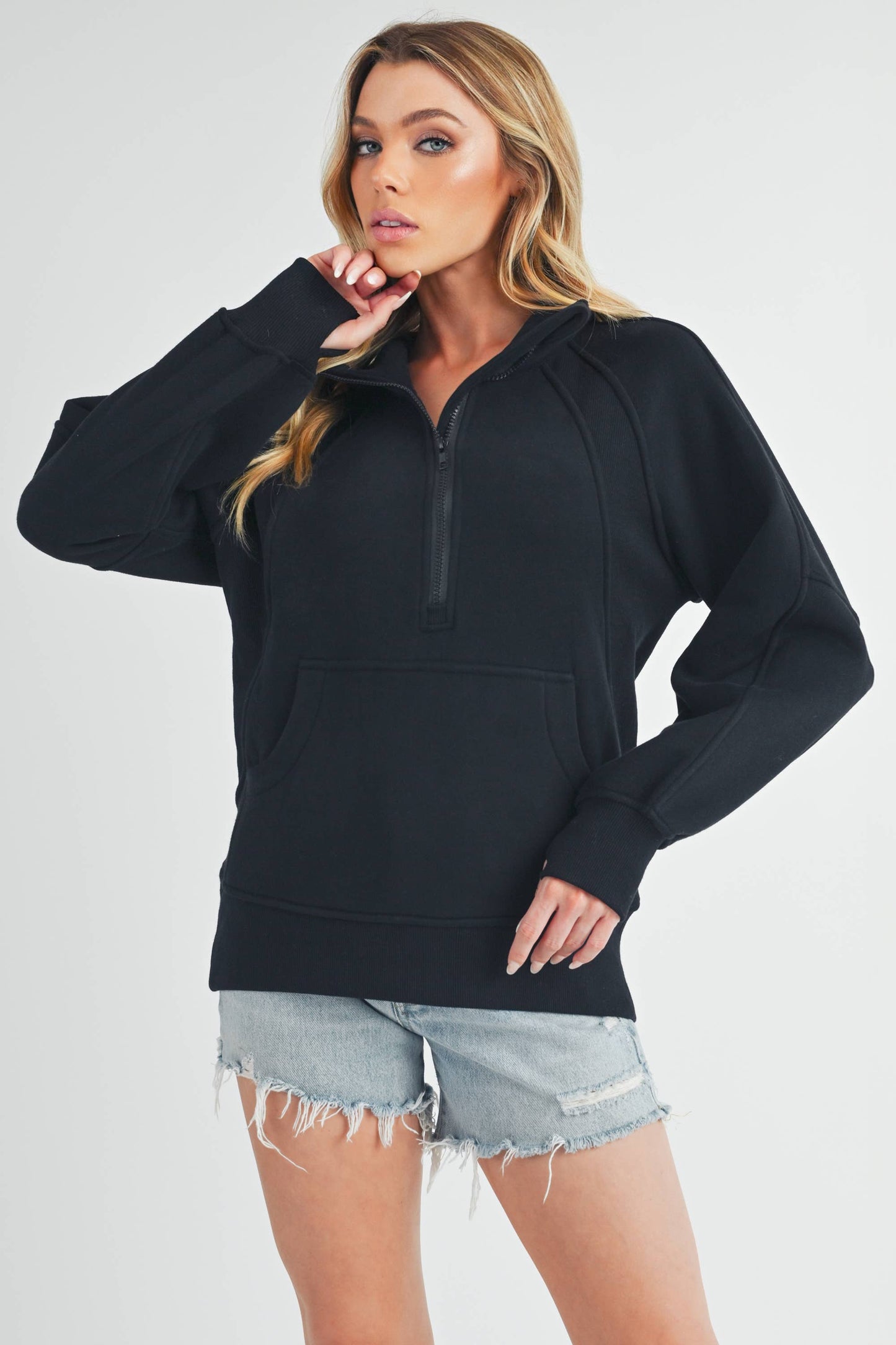 986DK Long Dove Funnel Neck Half Zip 1
