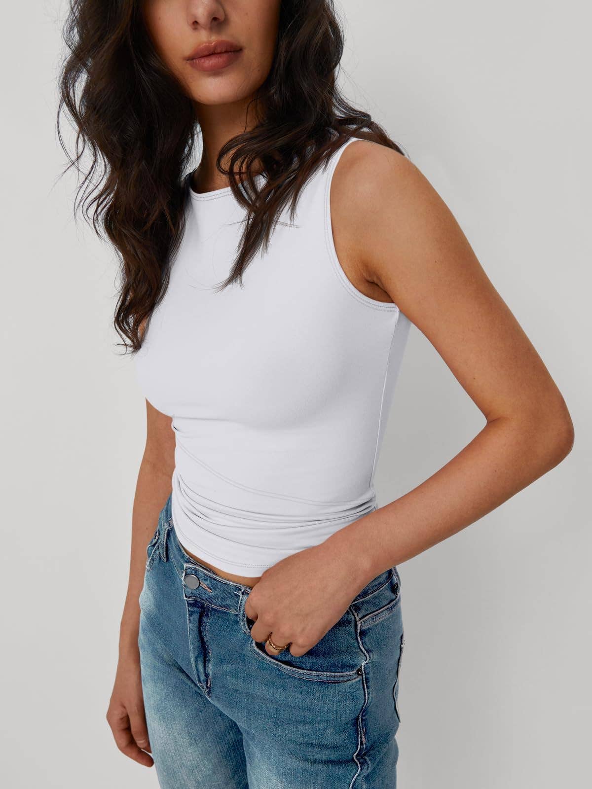Boat neck Essential basic fitted vest top