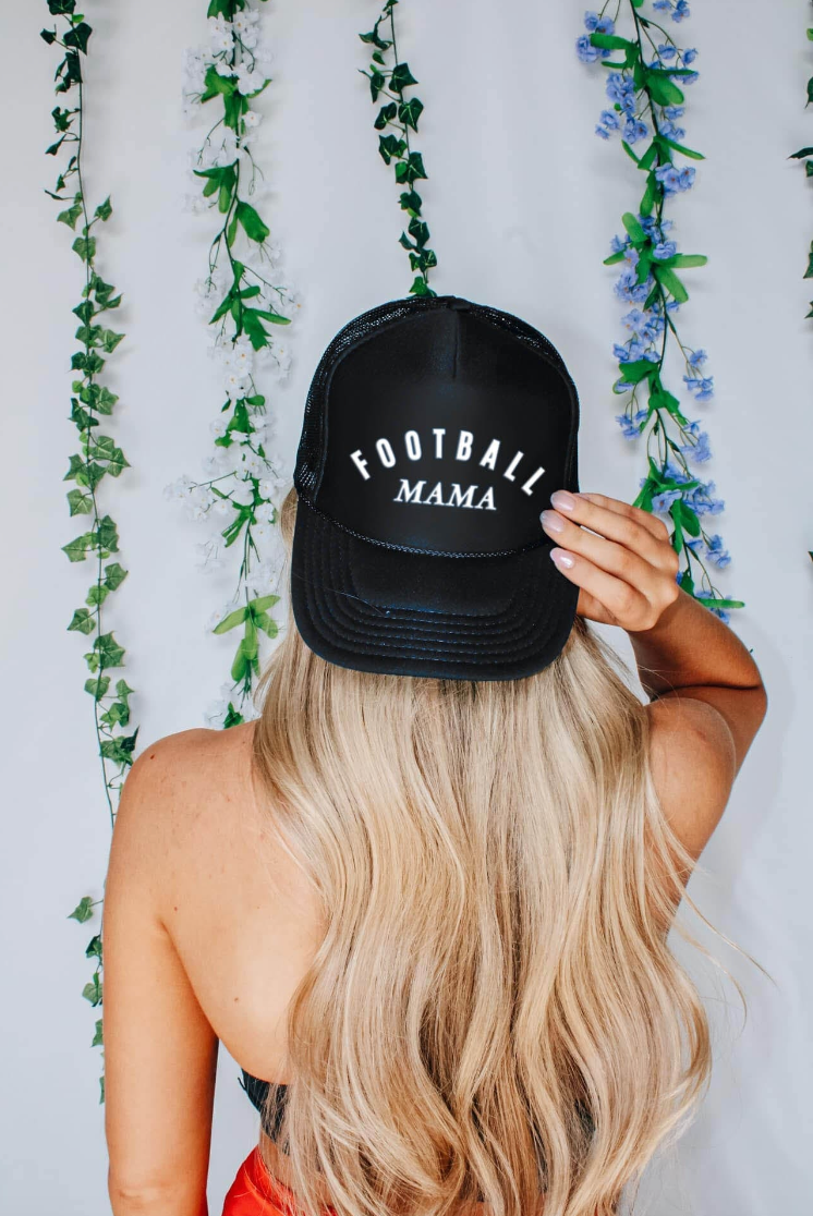Football Mama Black Trucker Hat
