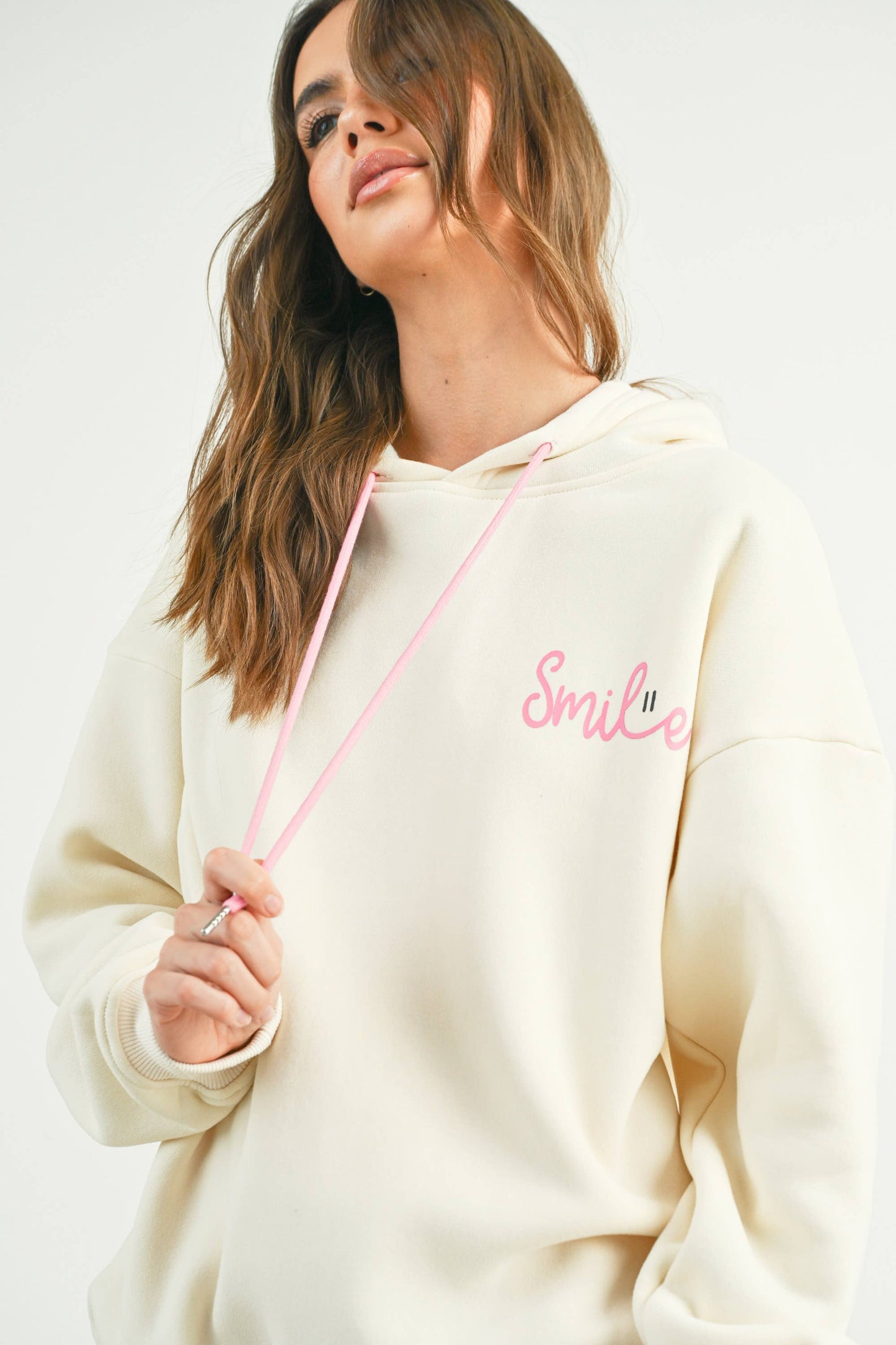 SMILE PRINTED DRAWSTRING HOODIE - BMT7415