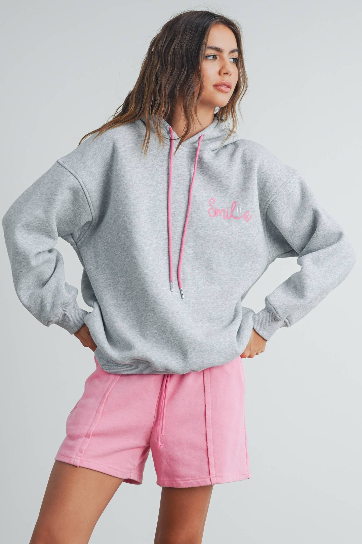 SMILE PRINTED DRAWSTRING HOODIE - BMT7415
