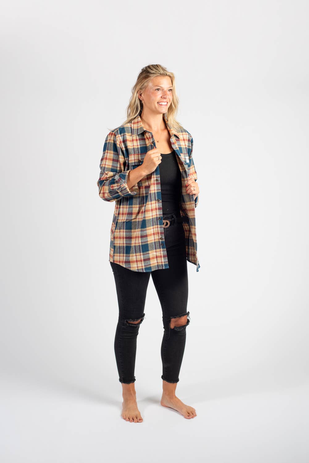 AFC Western Fall 2024 Mustard Plaid Flannel Shacket