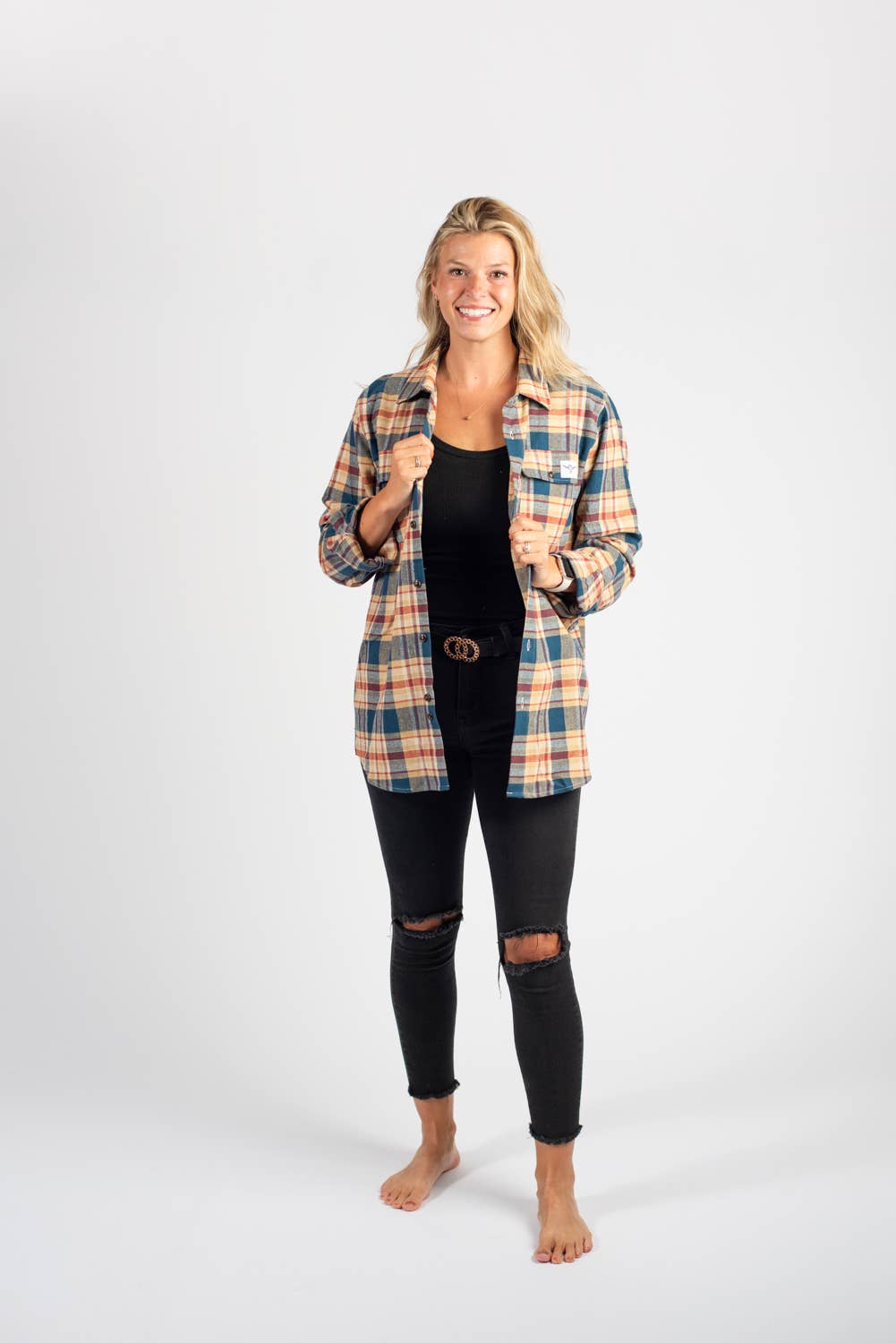 AFC Western Fall 2024 Mustard Plaid Flannel Shacket