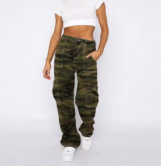 Loose trousers camouflage jeans cargo pants women