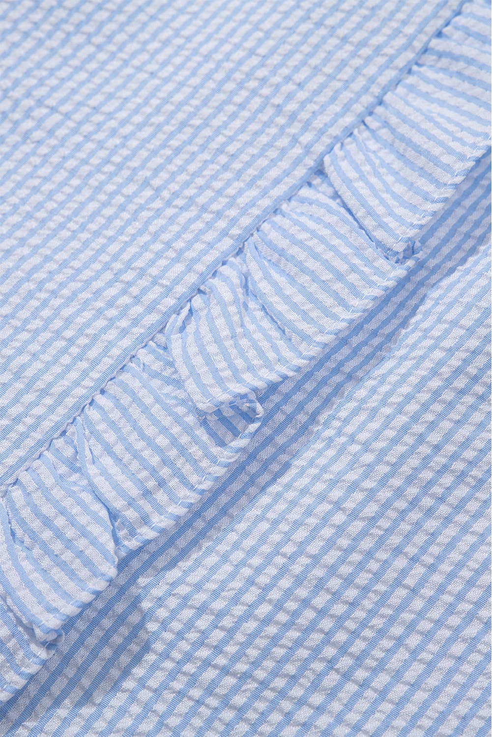 Texture Striped Ruffled Detail Shirt | S-XL