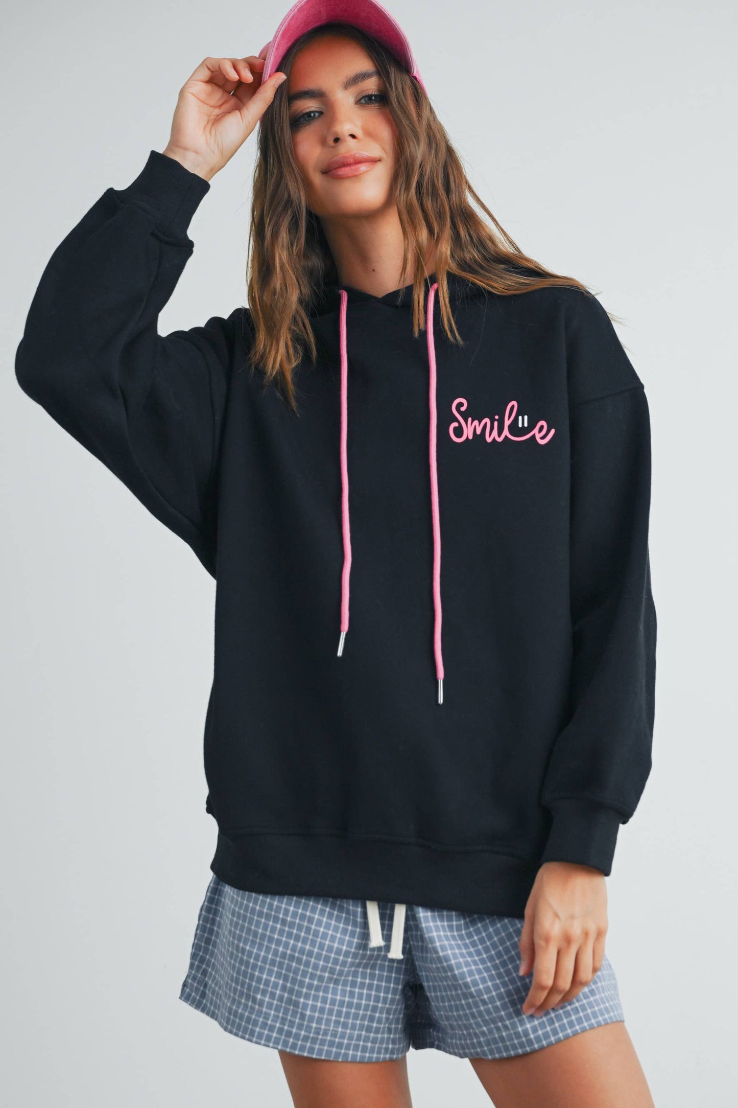 SMILE PRINTED DRAWSTRING HOODIE - BMT7415