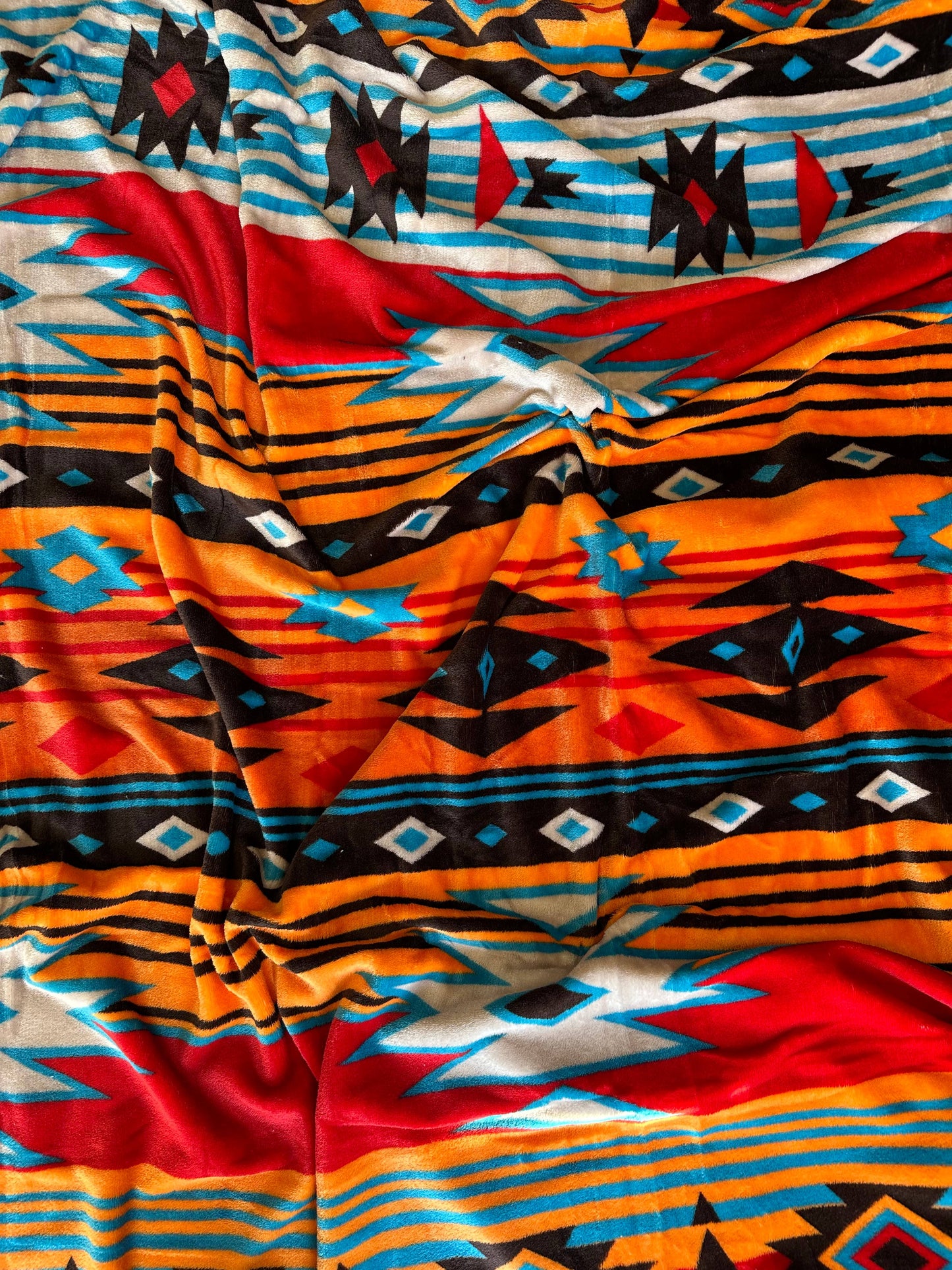Orange Bright Southwest Aztec Super Soft Plush Blanket