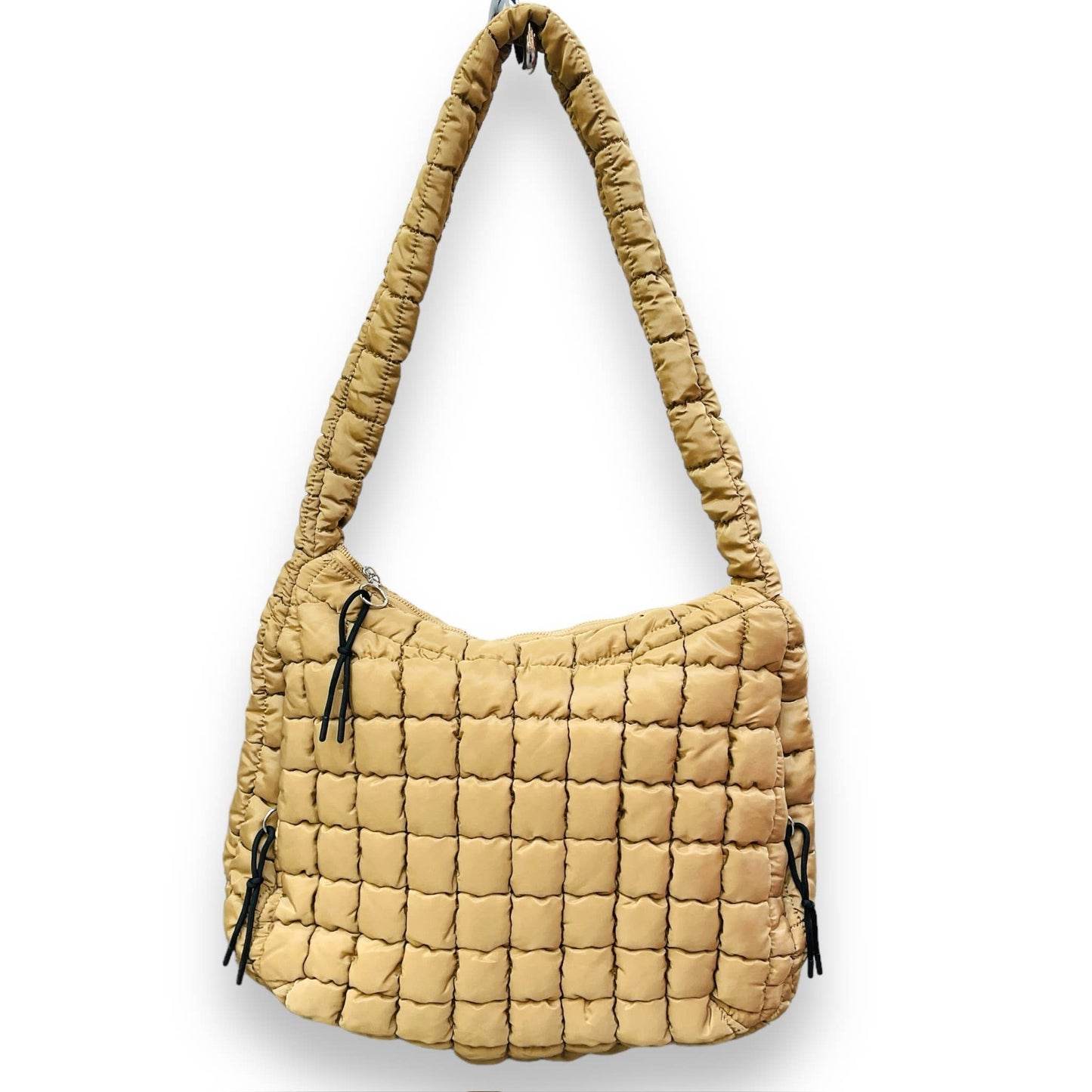 Quilted Puffer Shoulder Bags - Multiple Zip Feature