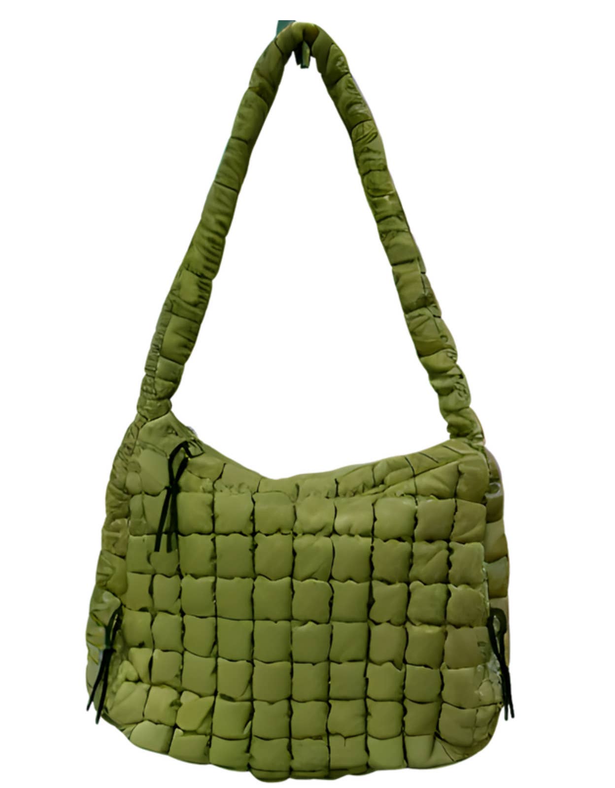 Quilted Puffer Shoulder Bags - Multiple Zip Feature