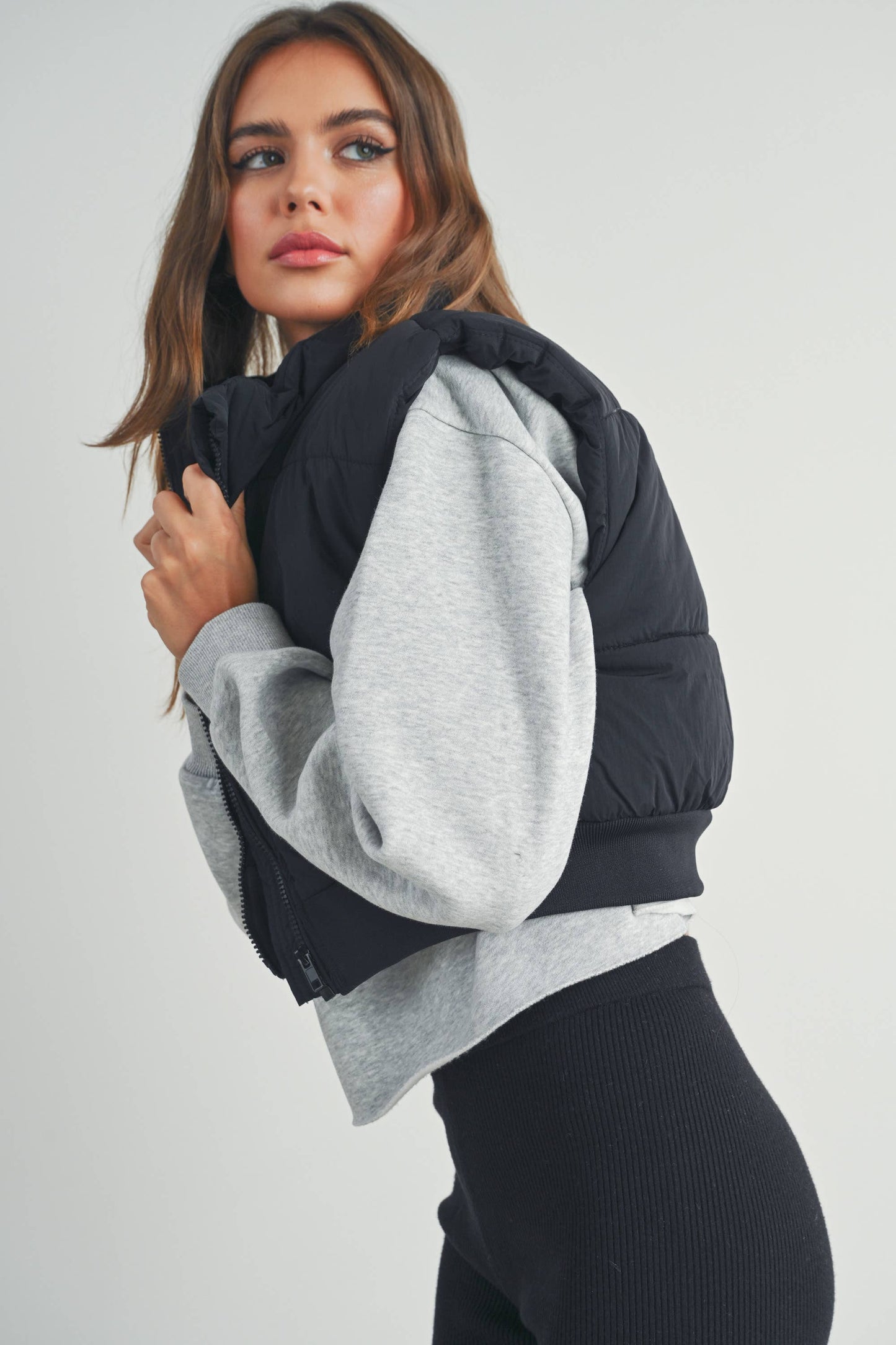 FALL ZIP-UP CROP PUFFER FALL VEST - BMJ7012