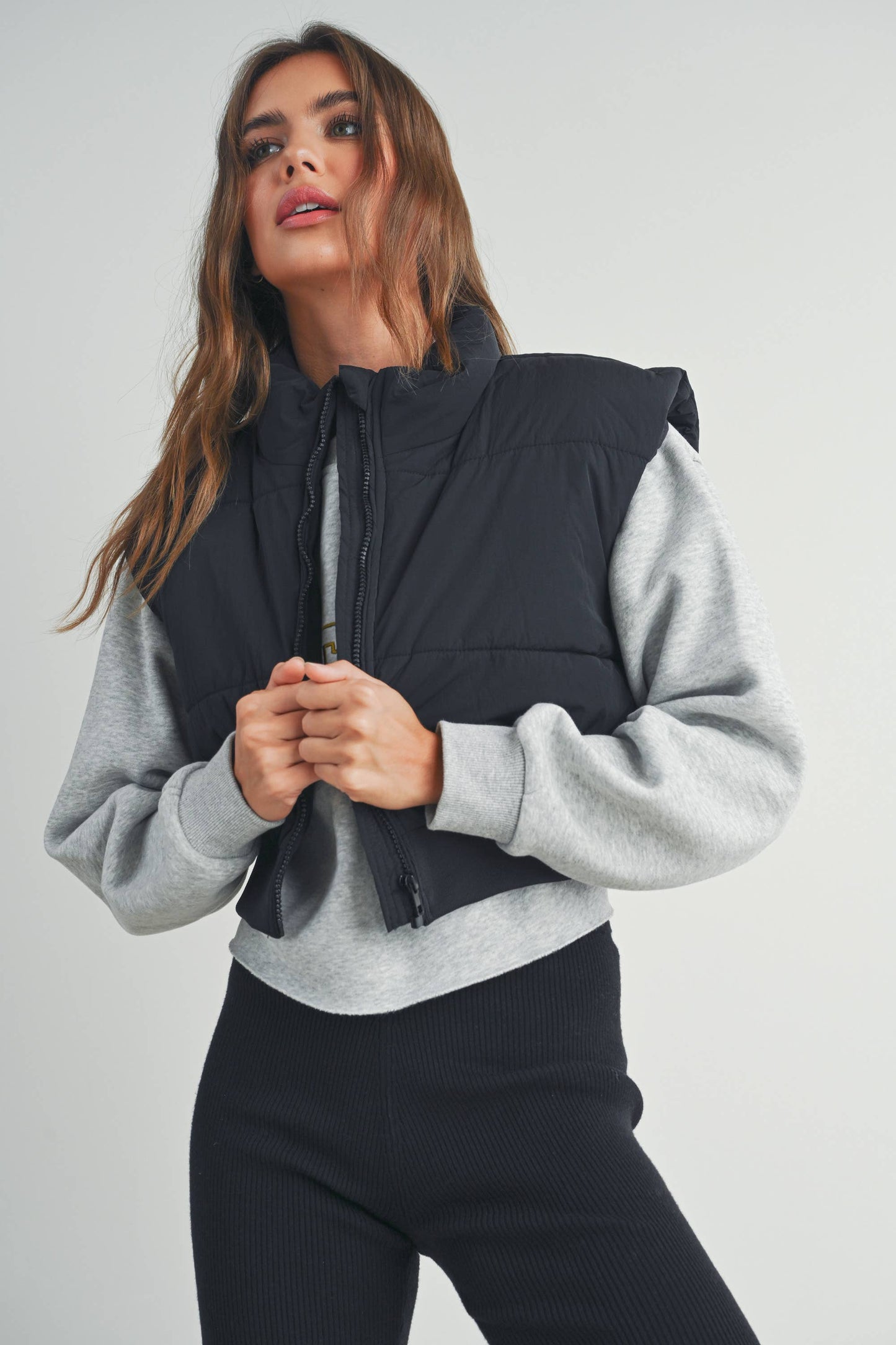 FALL ZIP-UP CROP PUFFER FALL VEST - BMJ7012