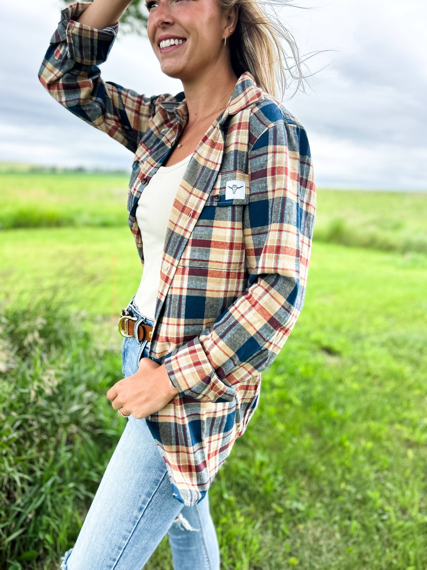 AFC Western Fall 2024 Mustard Plaid Flannel Shacket