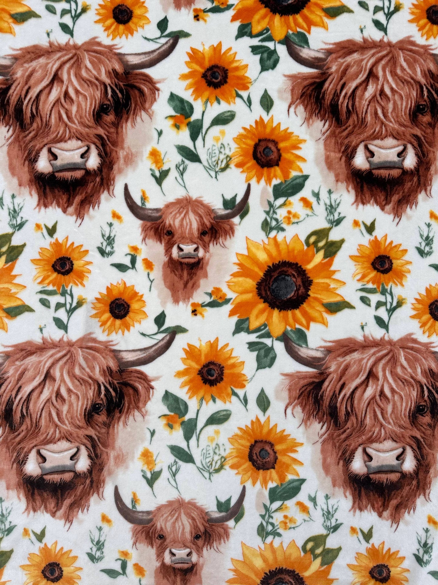 Highland Cows & Sunflowers King Size Super Plush Blanket