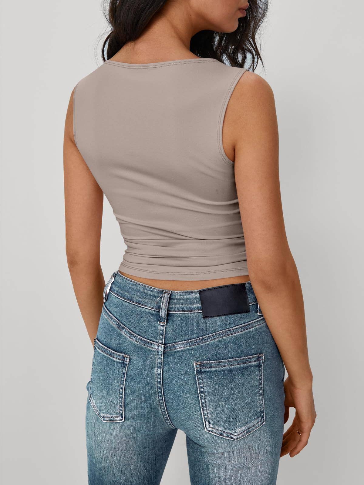 Boat neck Essential basic fitted vest top