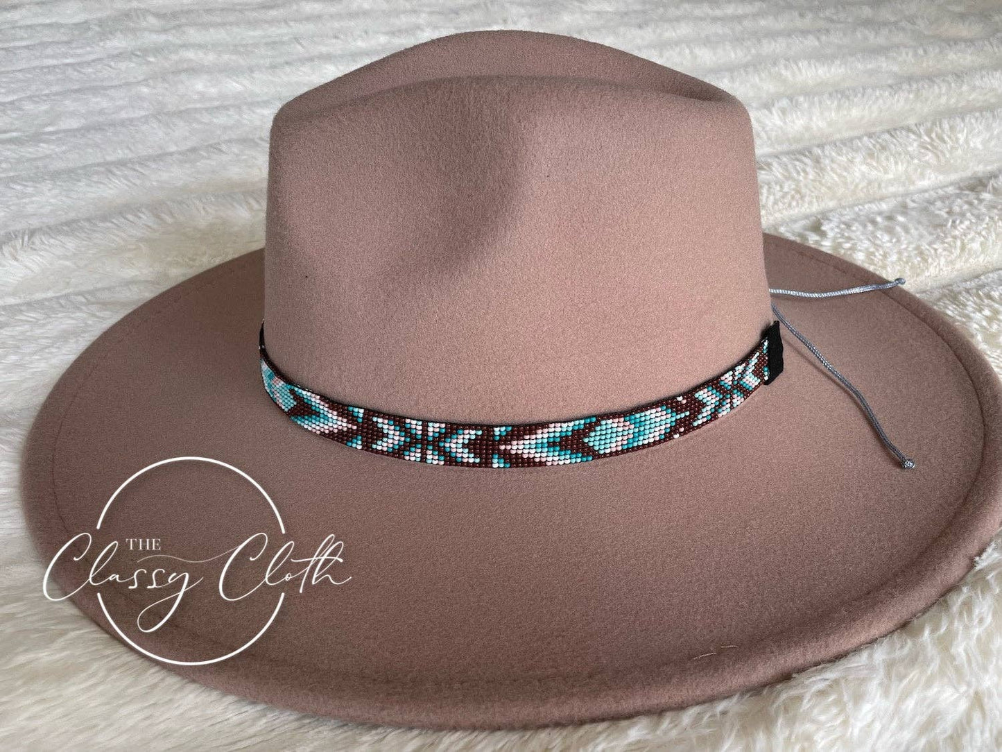 Wide Brim Hat - Cappuccino w/Aqua Aztec RTS