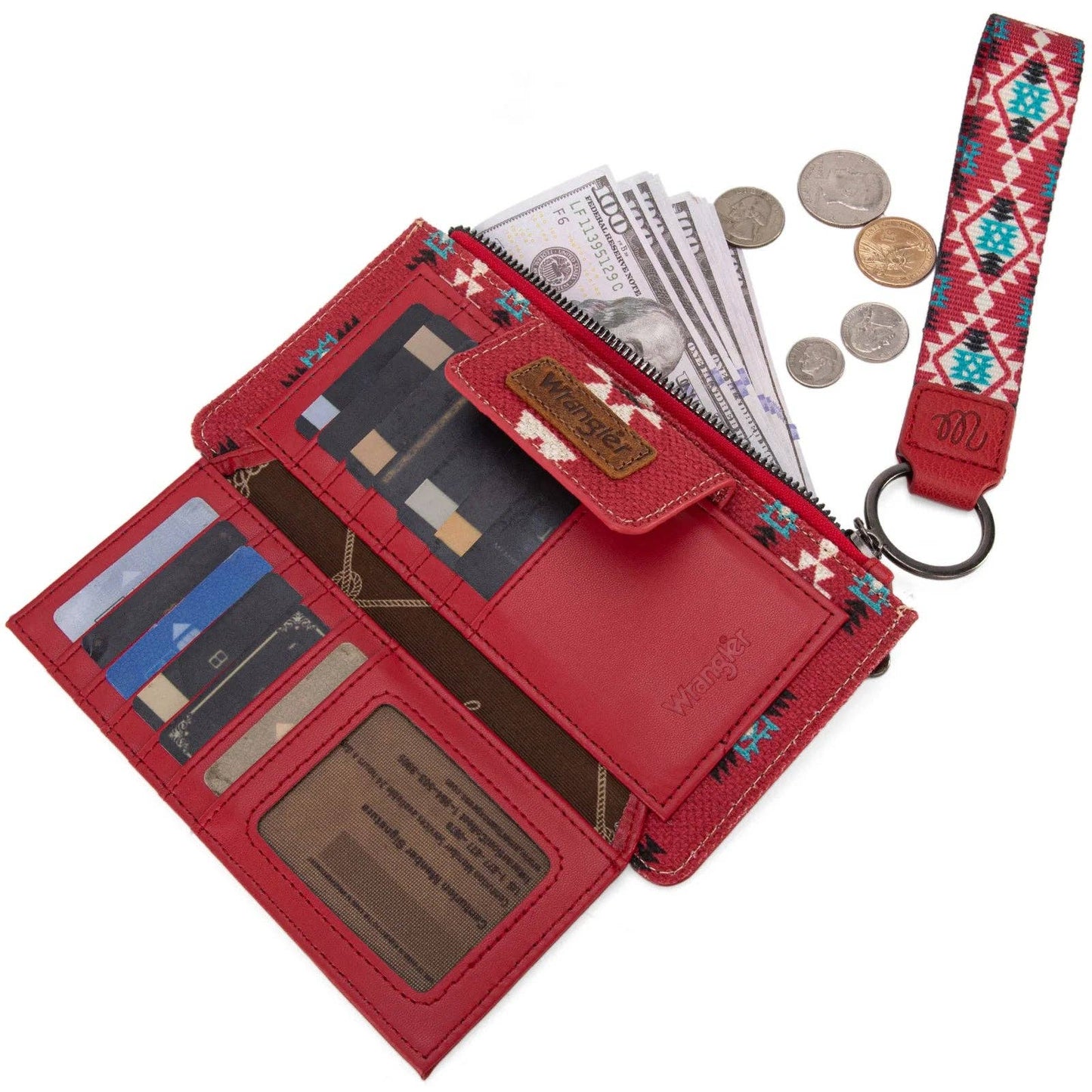 Wrangler Aztec Print Bi-Fold Wallet Wristlet *8 COLORS