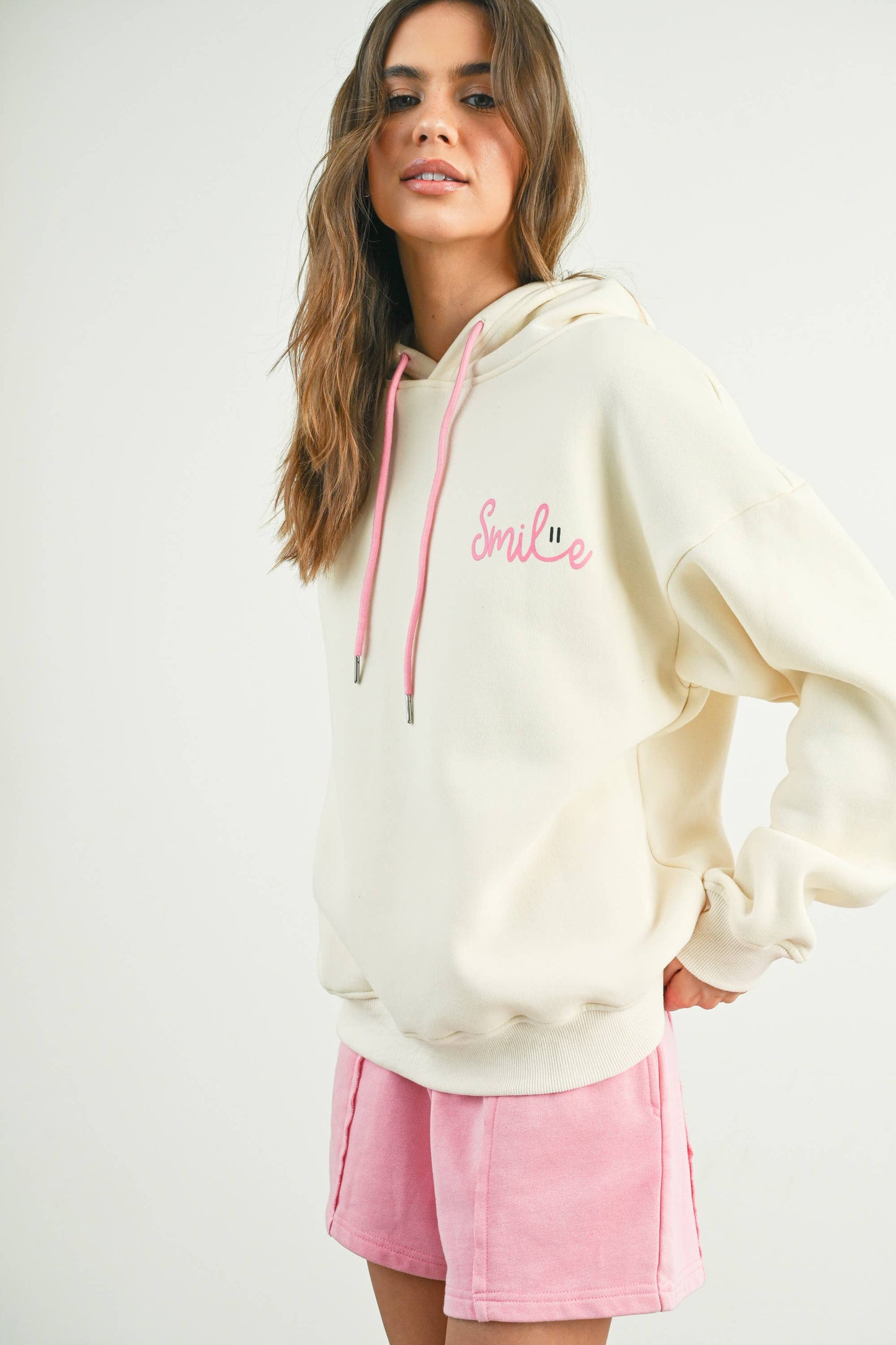 SMILE PRINTED DRAWSTRING HOODIE - BMT7415