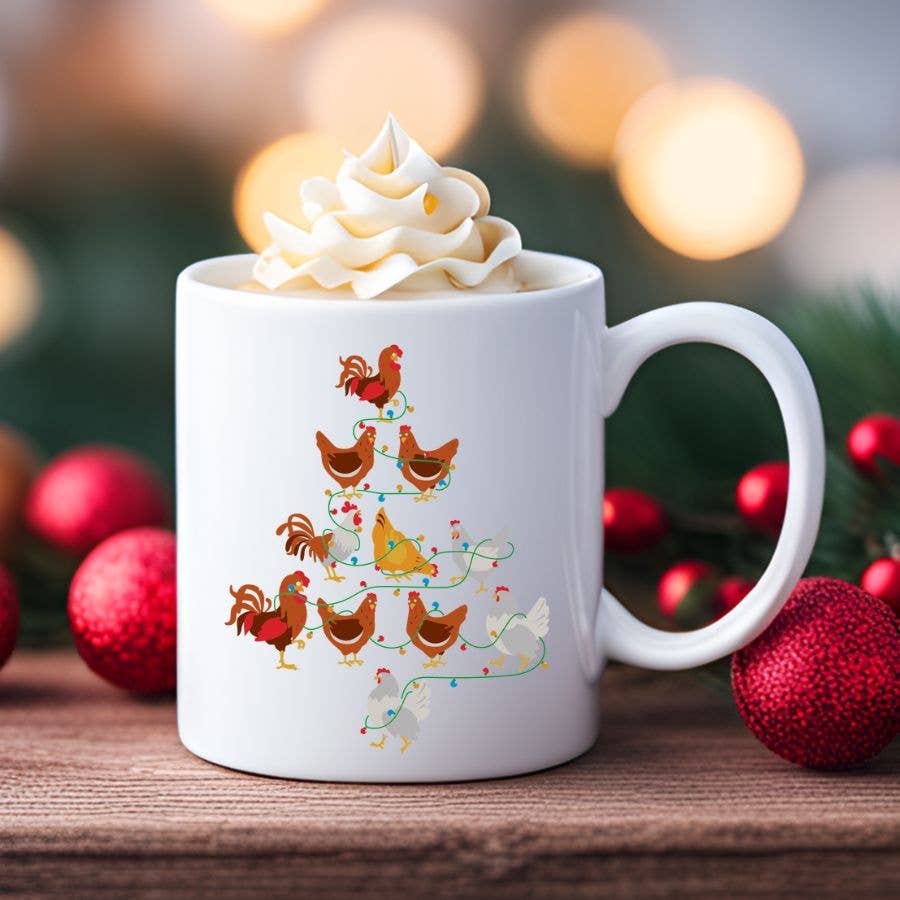 Chicken Tree Christmas Farm 11 oz Coffee Mug