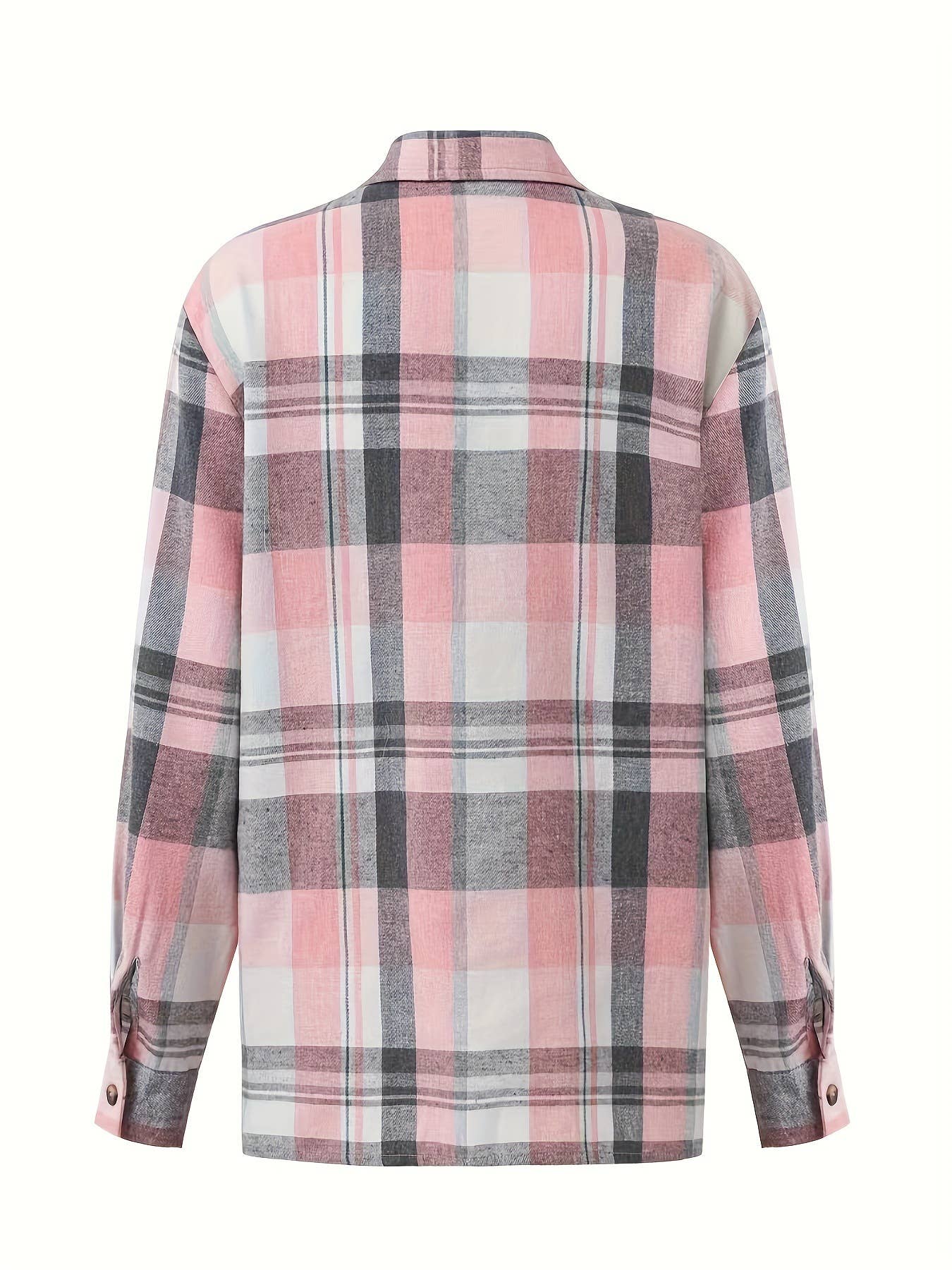 Autumn pink plaid shirt jacket